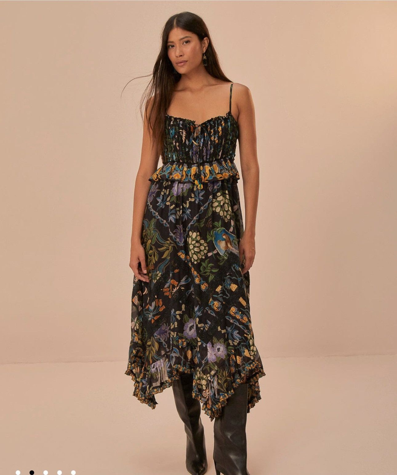Farm Rio Farm Rio Winter Garden Pleated Lace Sleeveless Midi Dress Size S / US 4 / IT 40 - 2 Thumbnail