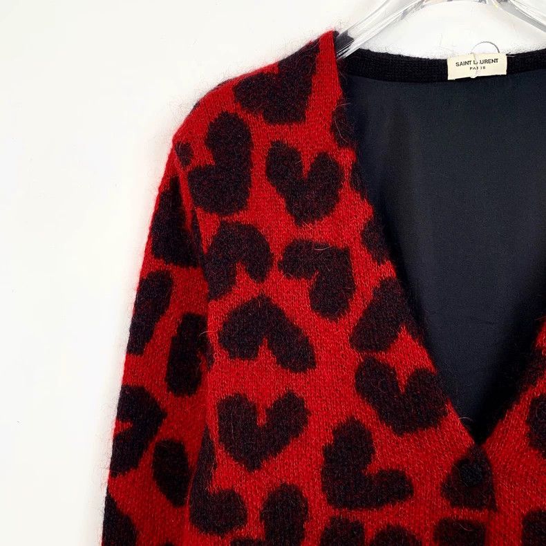 Saint Laurent Paris Saint Laurent Red Love V-Neck Knit Cardigan Jacket 2504-Nex Size US XS / EU 42 / 0 - 3 Thumbnail