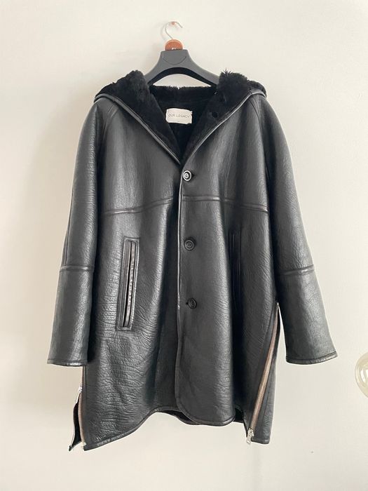 Our Legacy Our Legacy Shearling Parka Black leather jacket coat 48