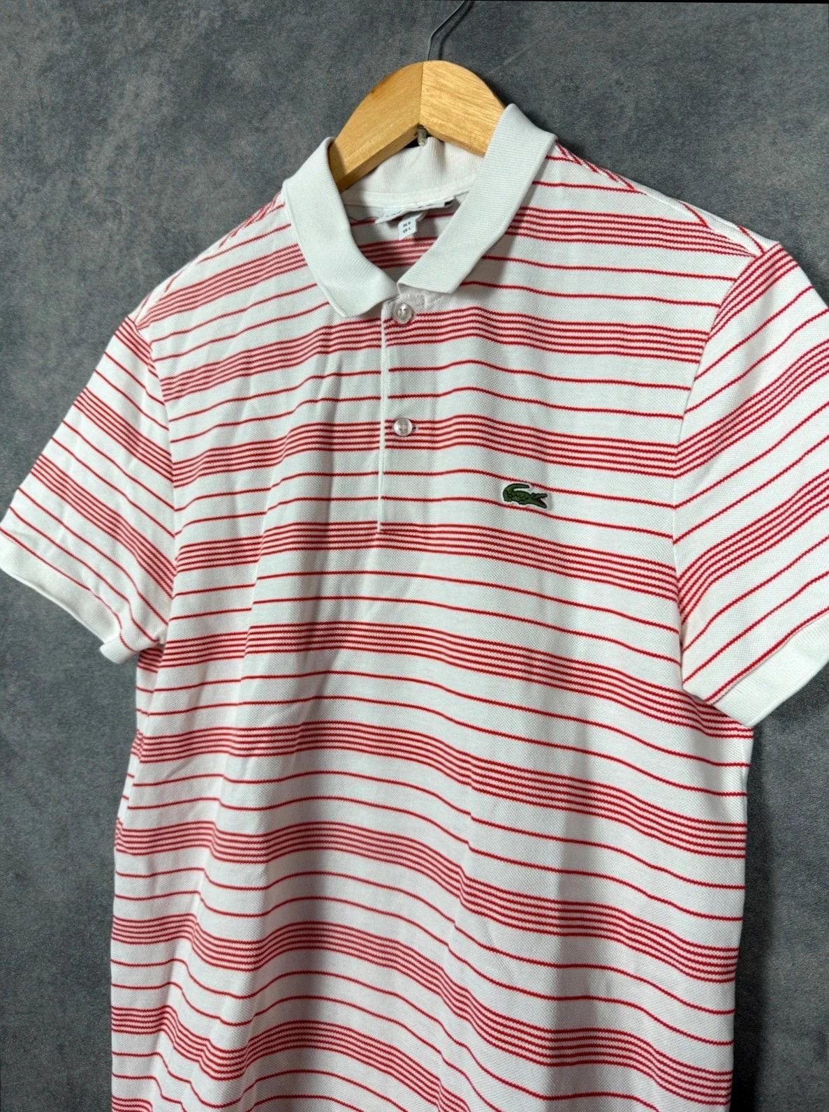 Lacoste Lacoste Women Polo Shirt White Red Stripes Logo Size L / US 10 / IT 46 - 2 Thumbnail