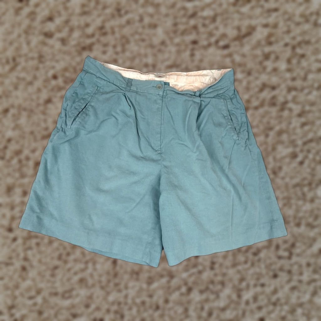 Tommy Bahama Tommy Bahama Shorts 12 Green 100% Silk Pleated Dressy Casual Herringbone Womens Size 34" / US 12 / IT 48 - 1 Thumbnail