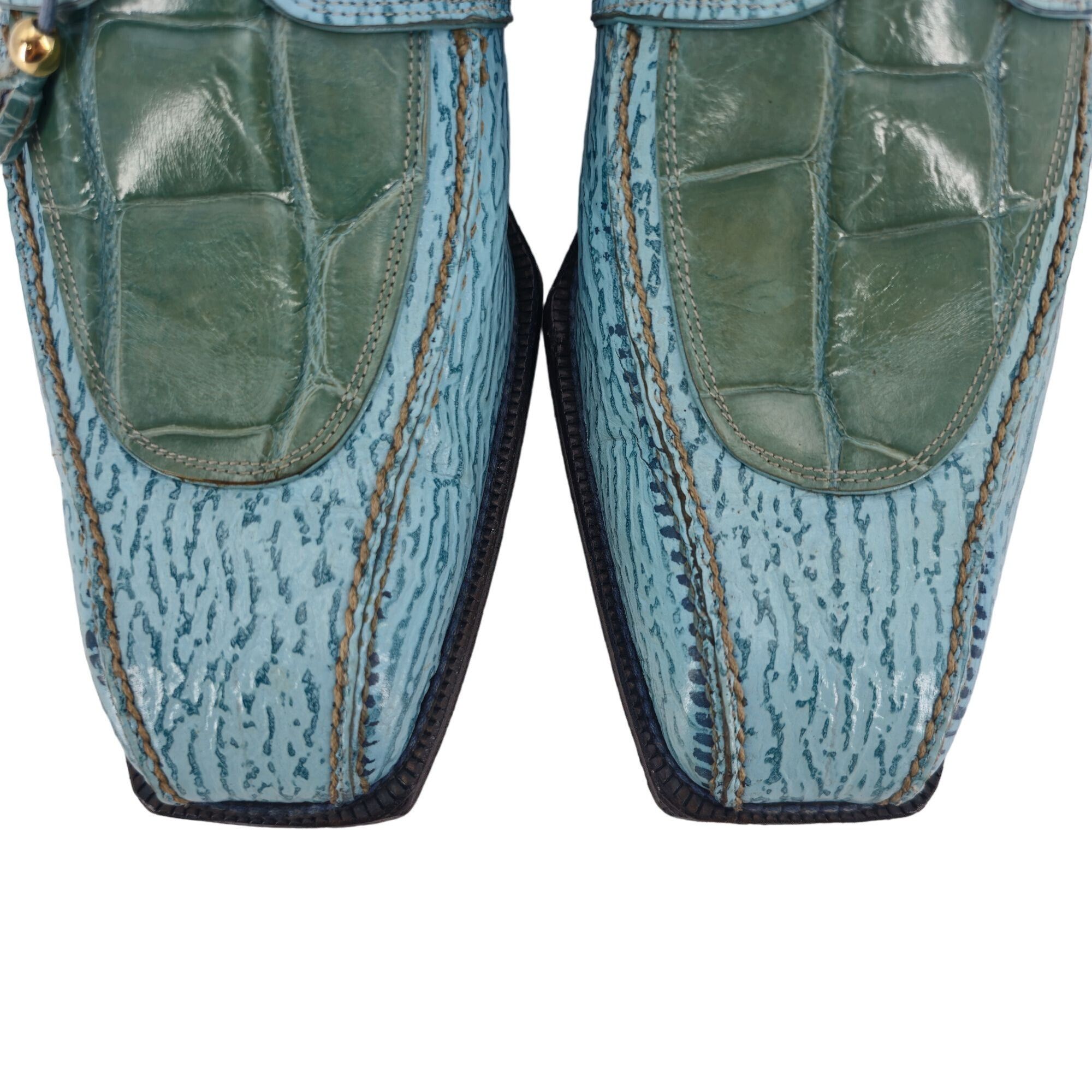 Mauri Vintage Mauri Alligator Sharkskin Italy Mens 10M Light Blue Size US 10 / EU 43 - 8 Thumbnail