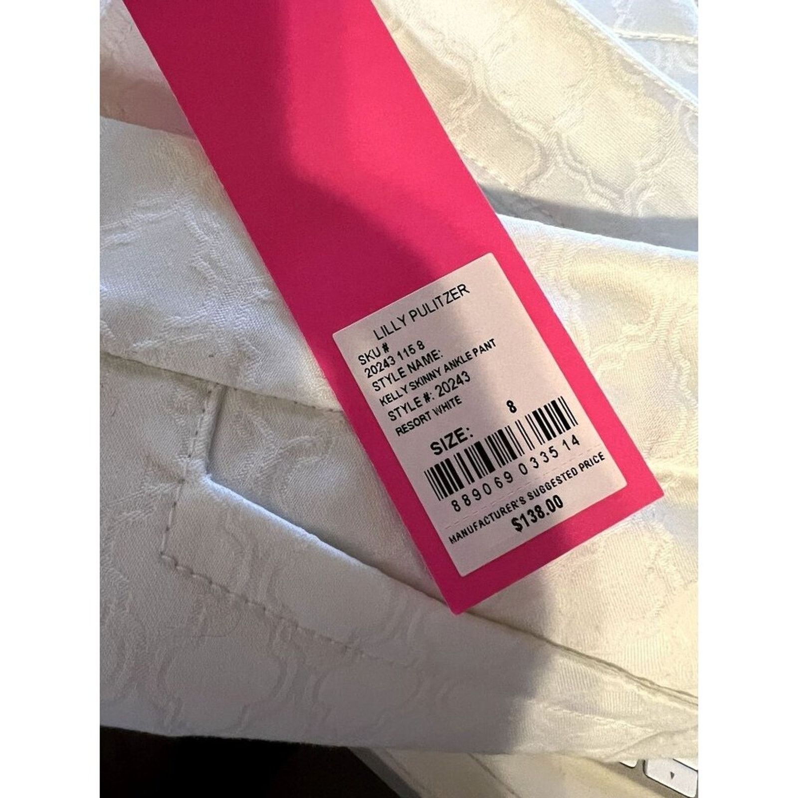 Lilly Pulitzer Lilly Pulitzer Kelly Skinny Ankle Pant 8 Resort White NEW Size 30" / US 8 / IT 44 - 7 Thumbnail