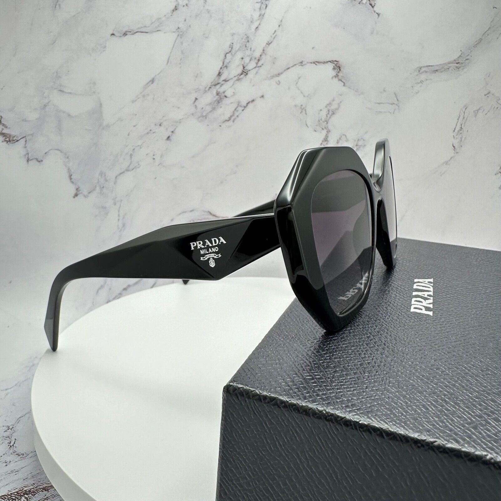 Prada New Prada Sunglasses Black Symbole Logo Square Geometric Size ONE SIZE - 11 Thumbnail