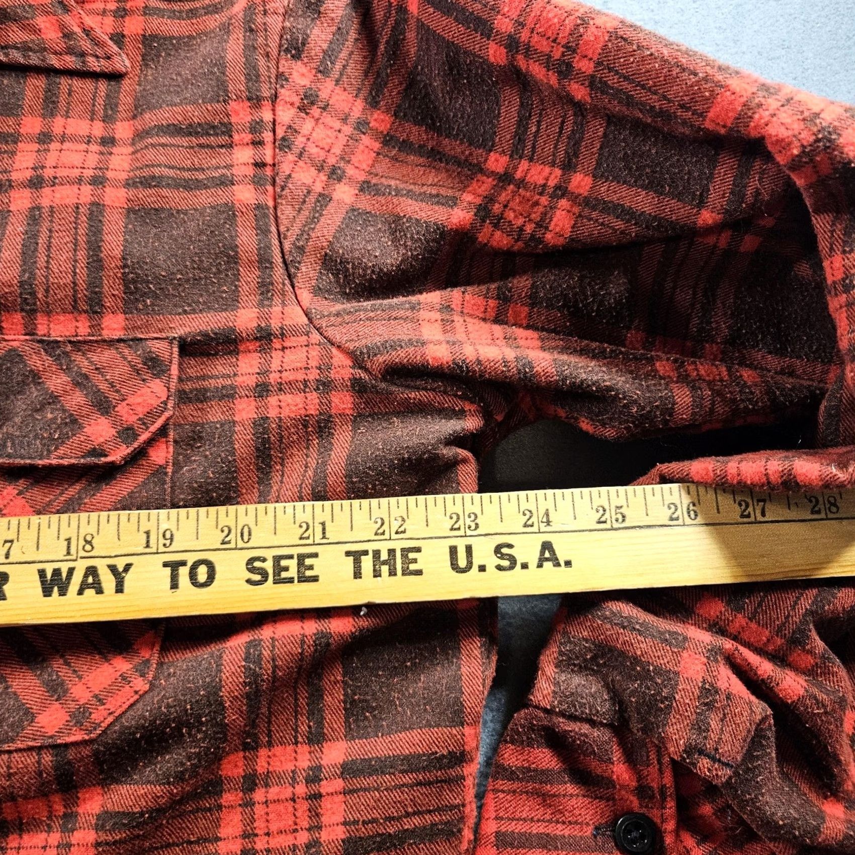 Sears VINTAGE Sears Quilted Mens L Red 60s 70s Lined Workwear Button Flannel Pockets Size Size US L / EU 52-54 / 3 - 6 Thumbnail