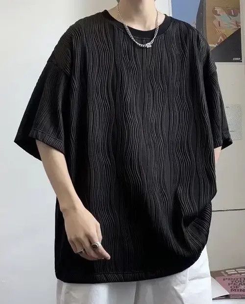 Japanese Brand Hiroko x Mint Korean fashion black wave pleats top tee Size US M / EU 48-50 / 2 - 3 Thumbnail