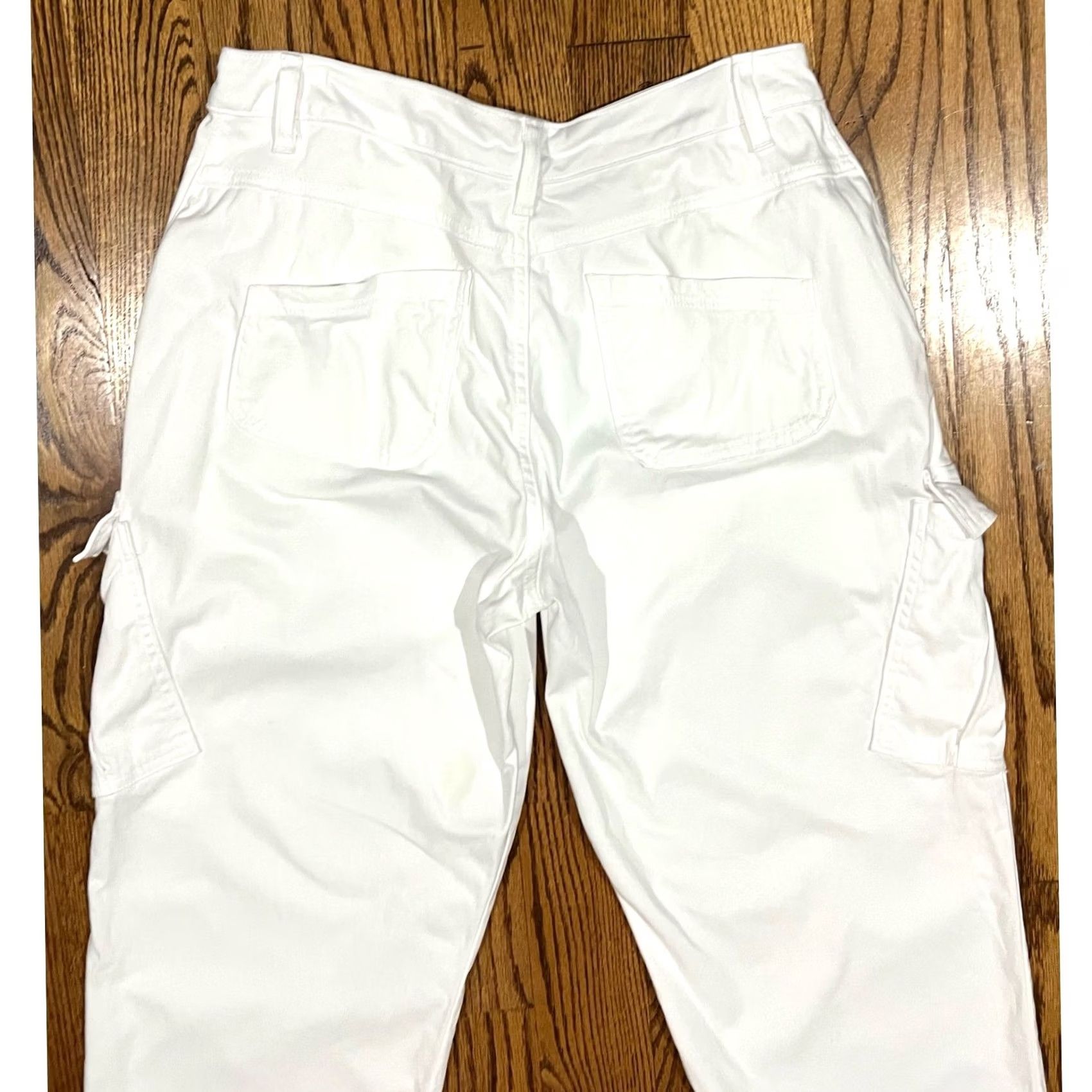 Anthropologie VINTAGE Amadi Women's White Cargo Pants Cropped Pleated Cotton Blend Sz M Size 32" / US 10 / IT 46 - 6 Thumbnail