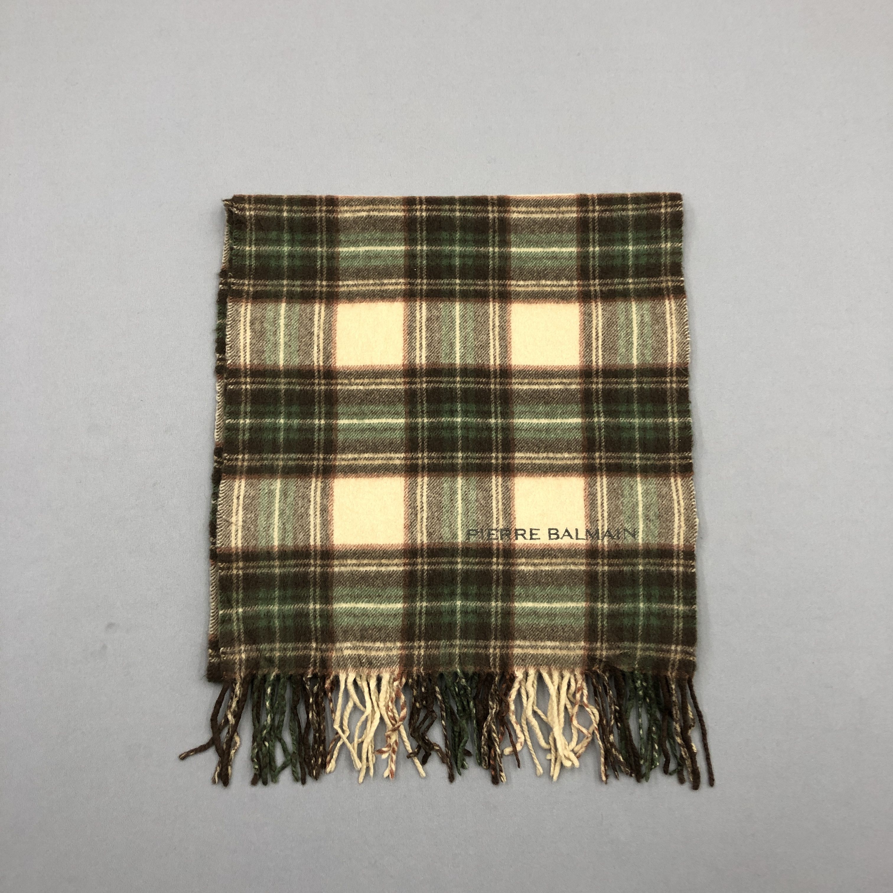 Japanese Brand Vintage Pierre Balmain Scarf Muffler Wool Plaid Scarves Size ONE SIZE - 2 Thumbnail