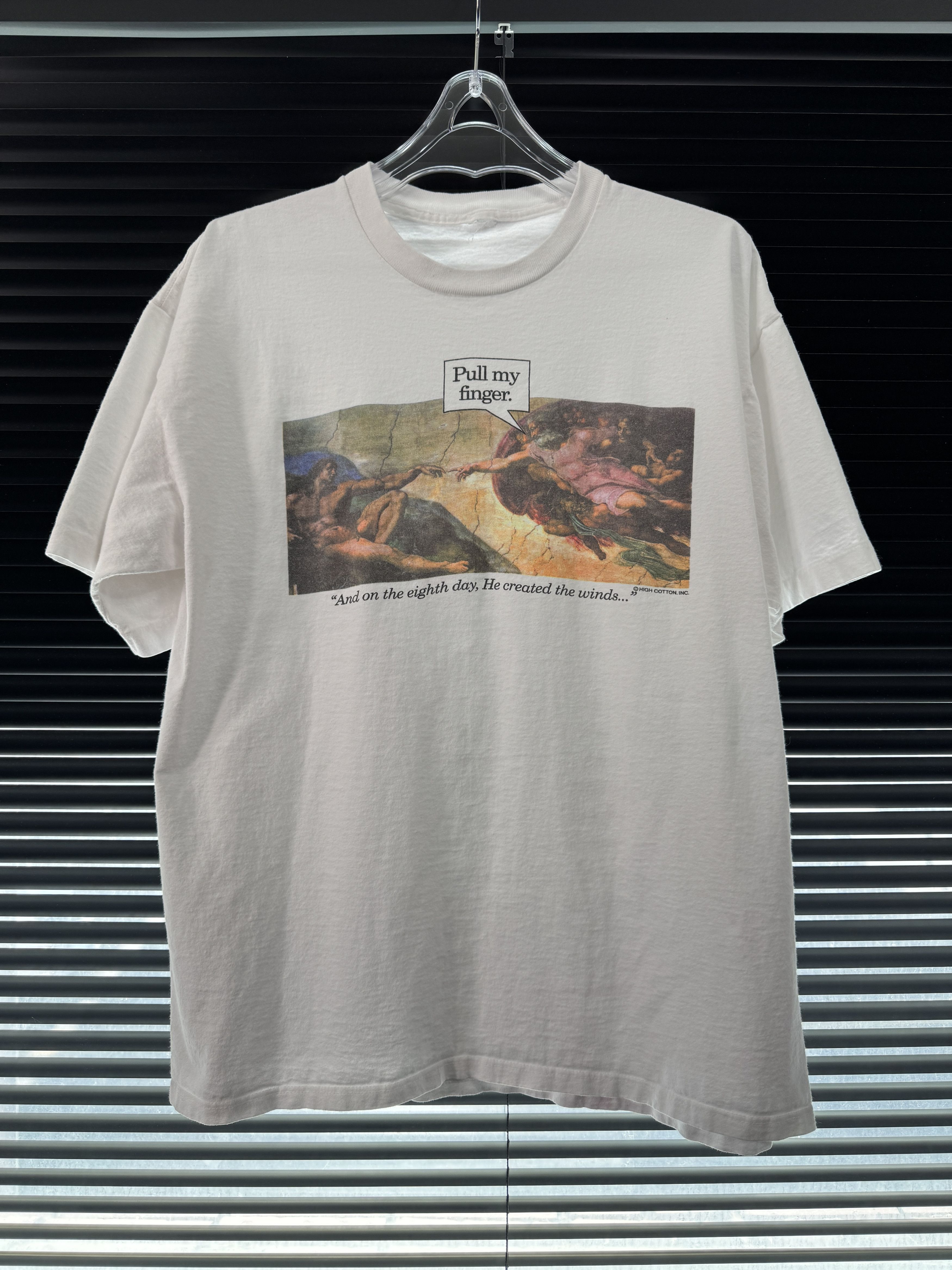 Vintage Vintage 90s Pull My Finger Michelangelo Art Parody Shirt Size US XL / EU 56 / 4 - 1 Thumbnail
