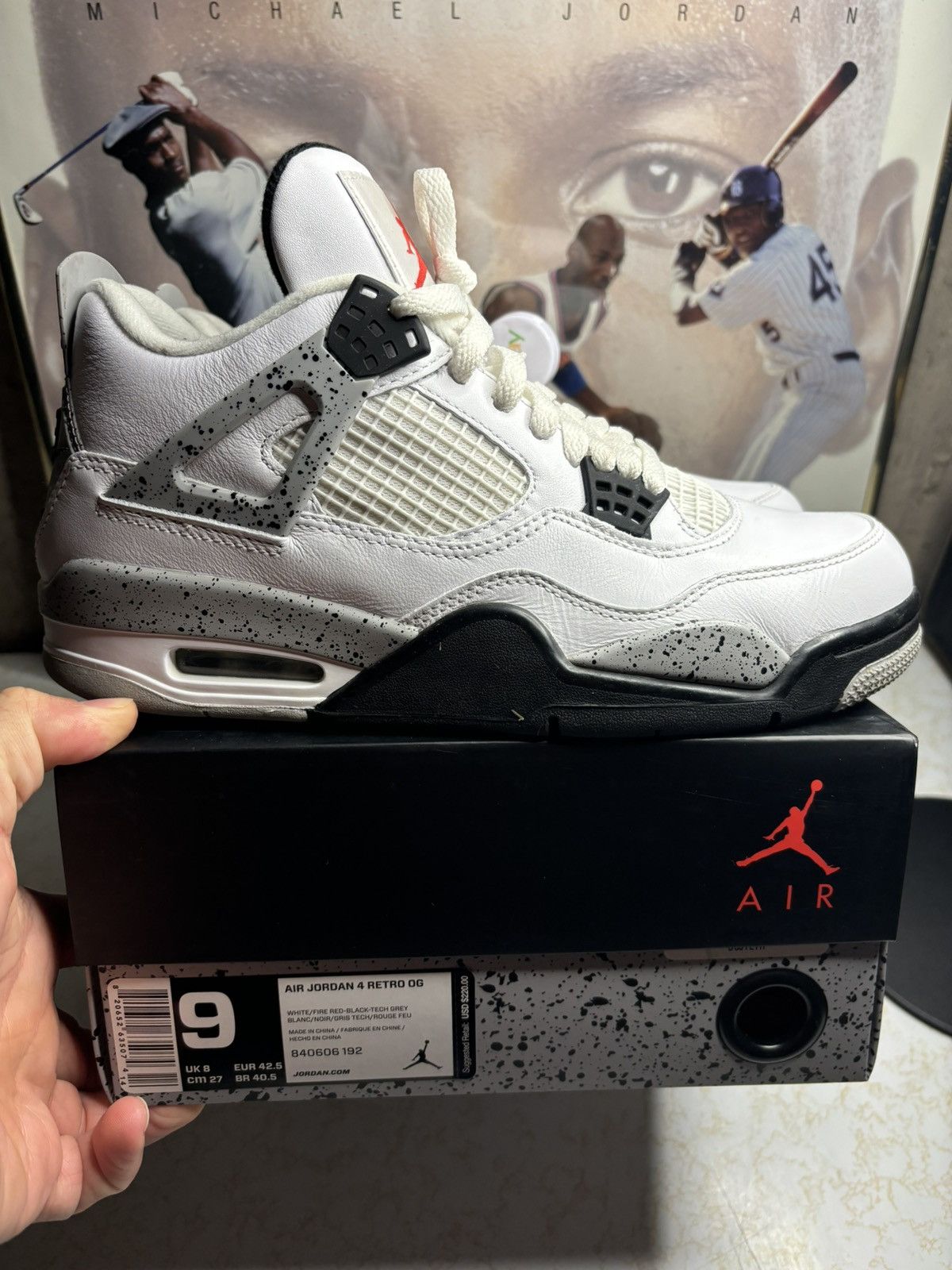 Jordan Brand Air Jordan 4 Retro OG 2016 White Cement 2016 Size US 9 / EU 42 - 1 Thumbnail