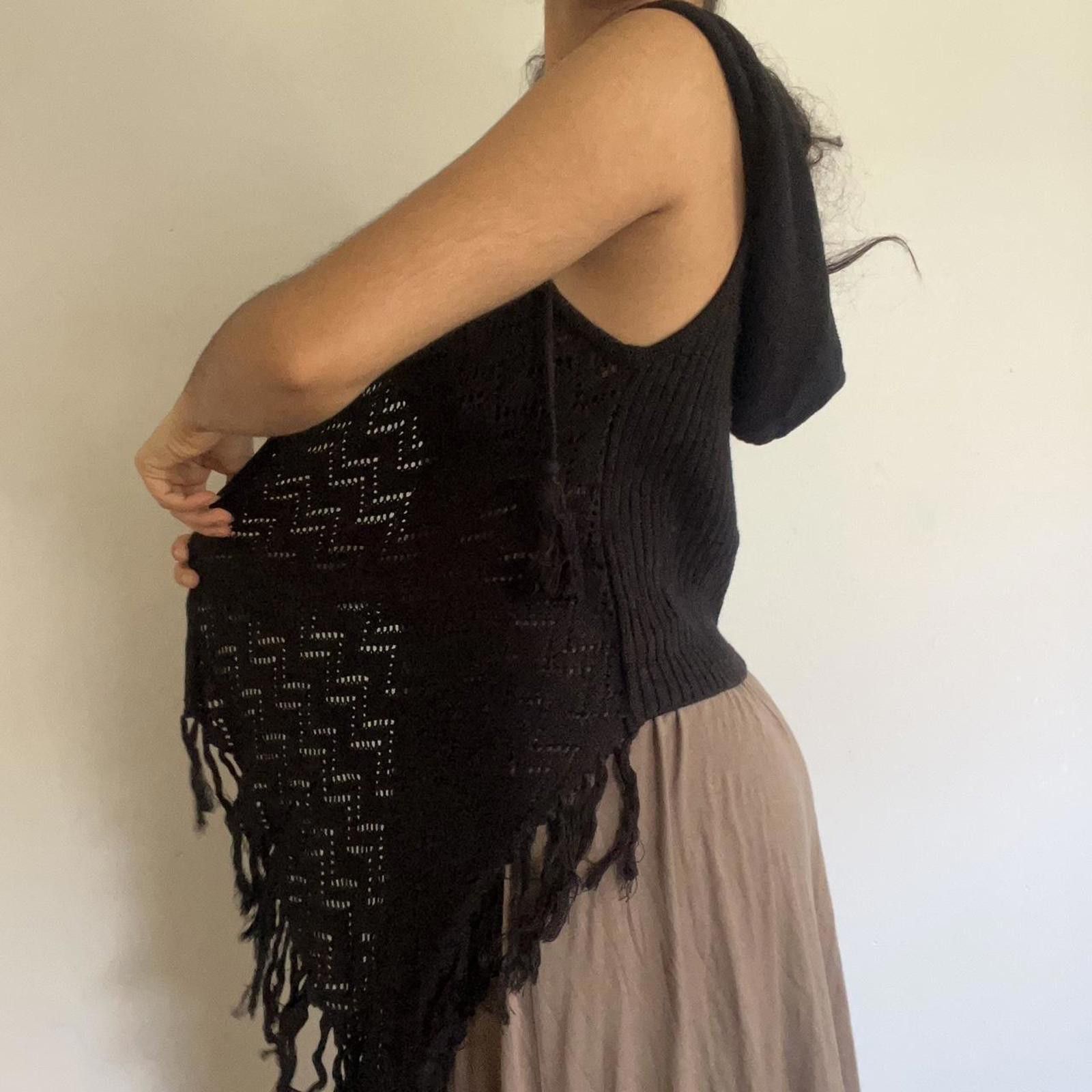 Other Black hooded knit top with fringe #goth #fairy Size S / US 4 / IT 40 - 5 Thumbnail