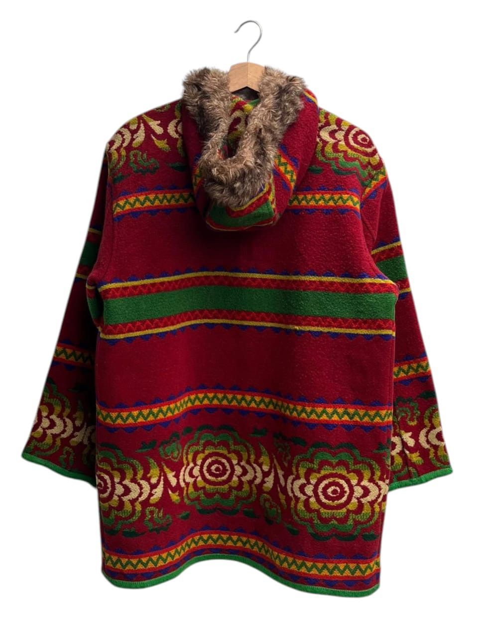 United Colors Of Benetton Fur Flowers Hoodie Jacket Native Navajo Size US XS / EU 42 / 0 - 3 Thumbnail