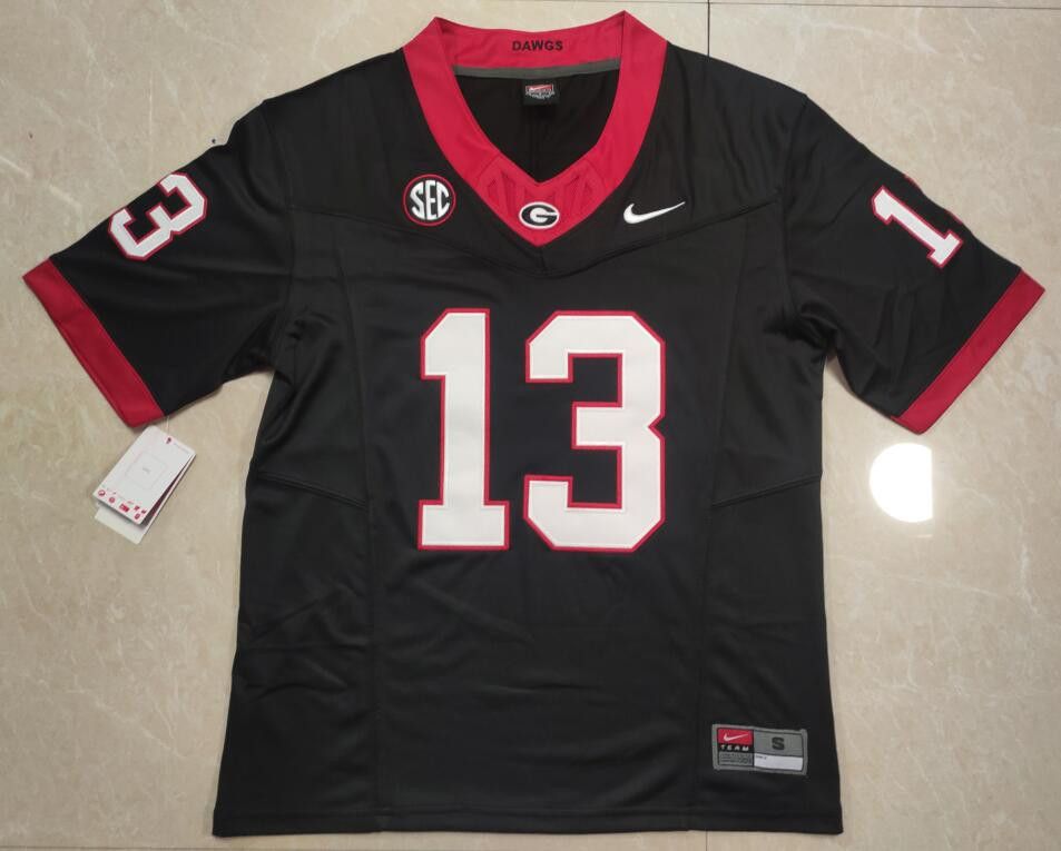 Men UGA Georgia Bulldogs #13 Mykel Williams Black jerseys