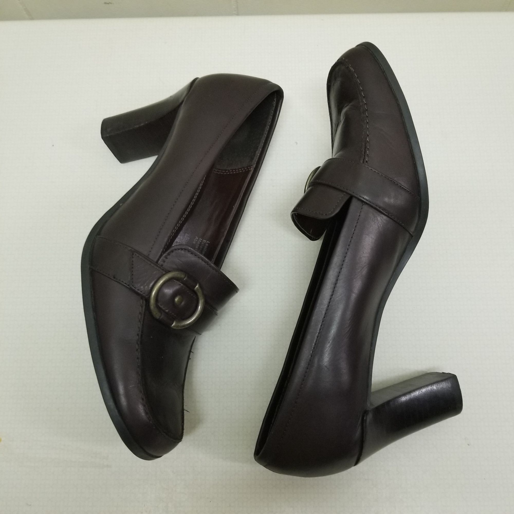 Alfani Alfani 7.5 Brown Leather Chunky Heels Pump Shoes ABE School Size US 7.5 / IT 37.5 - 7 Thumbnail