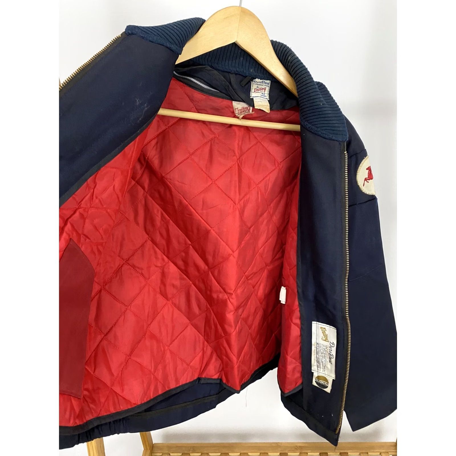 GAS VTG 60s Mobil Pegasus Gas Oil Service Station Chainstitch Talon Jacket 42 Short Mens Blue Unitog Comparable Mechanic Jacket Size US 42 / EU 58 - 6 Thumbnail