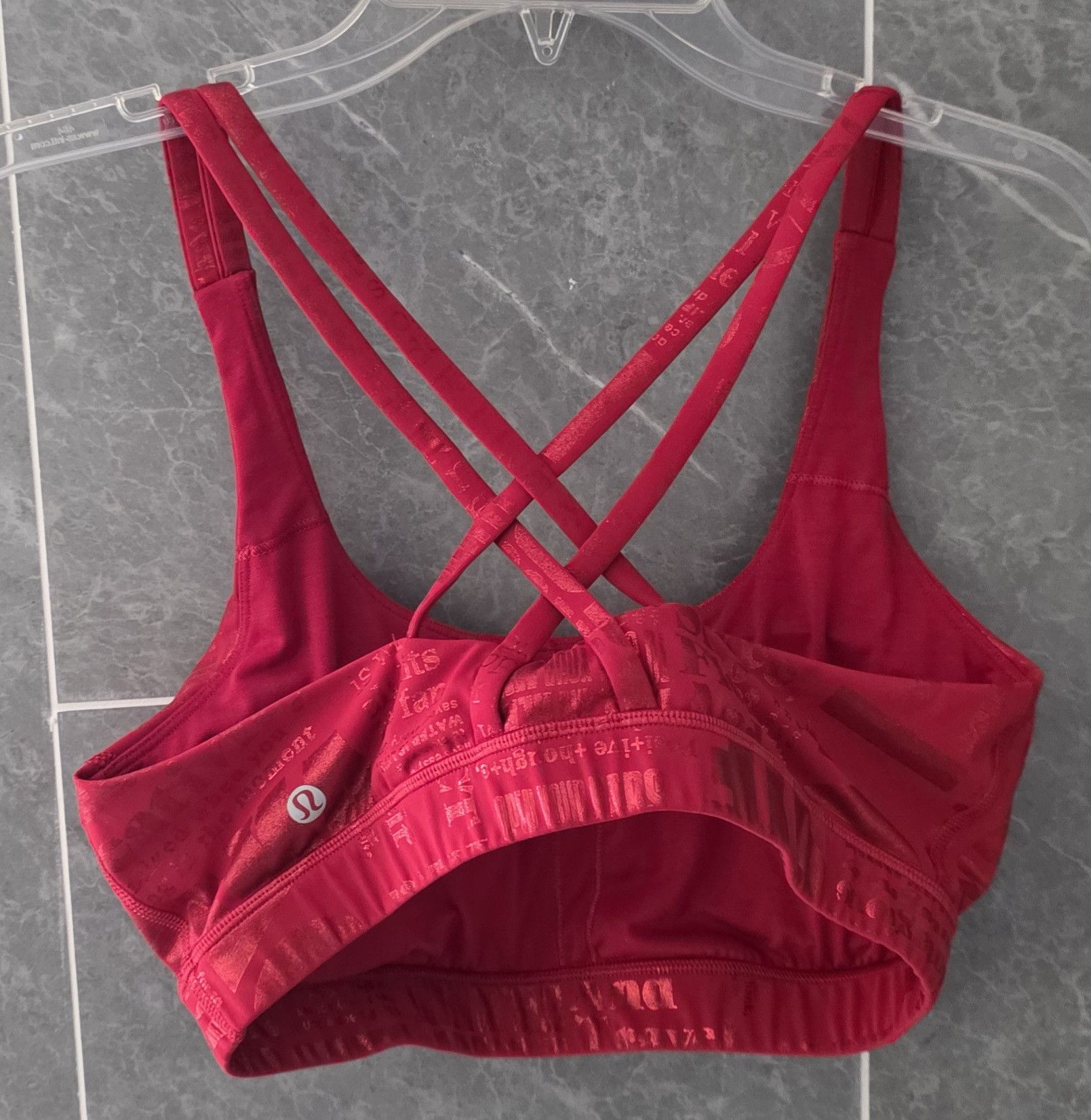 Lululemon NWOT Lululemon Energy Bra Manifesto 20YR Foil Dark Red 10 Size ONE SIZE - 2 Thumbnail