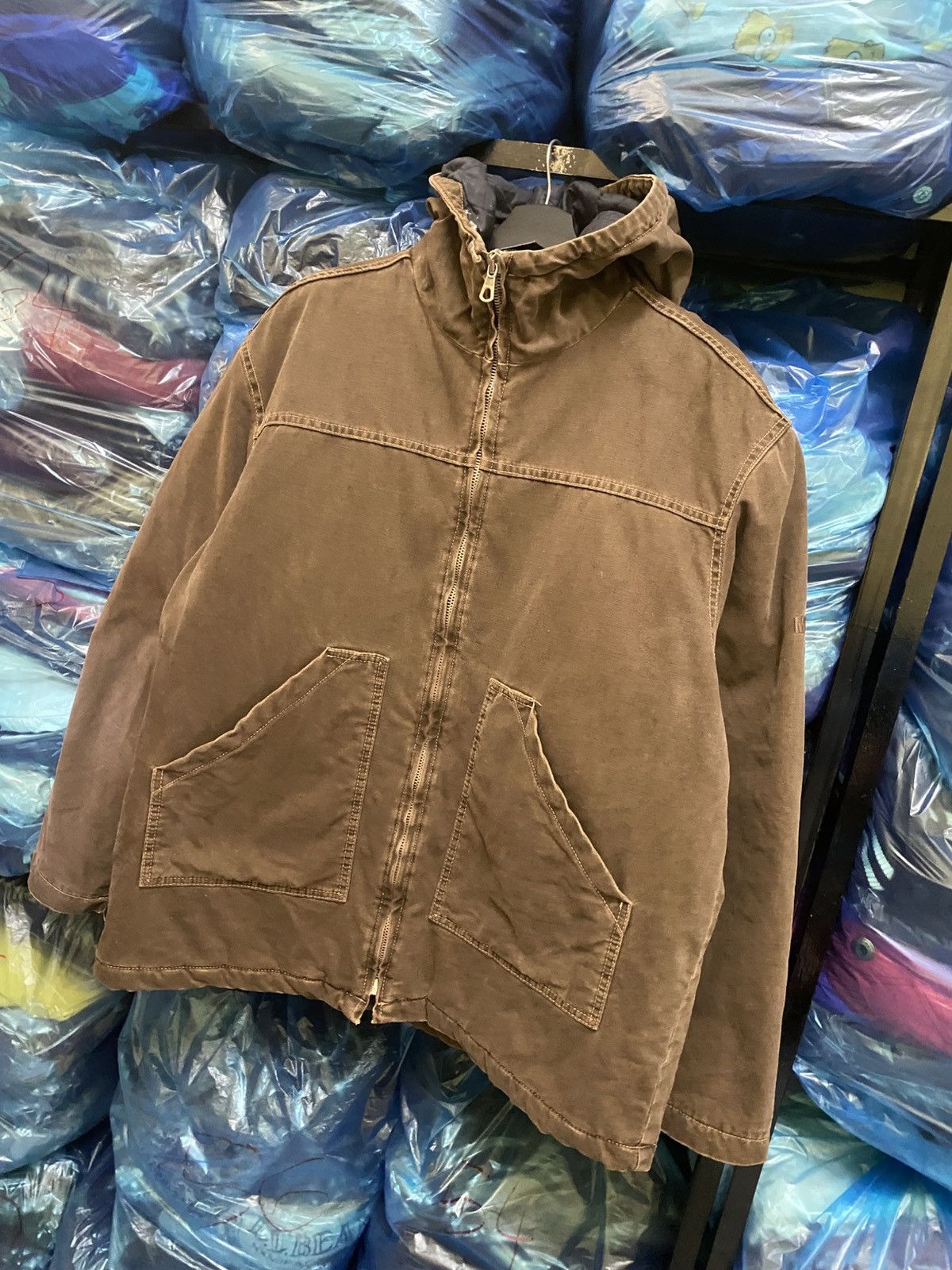 Japanese Brand Vintage Meltin’ Pot Brown Quilted Hooded Work Jacket Size US L / EU 52-54 / 3 - 2 Thumbnail