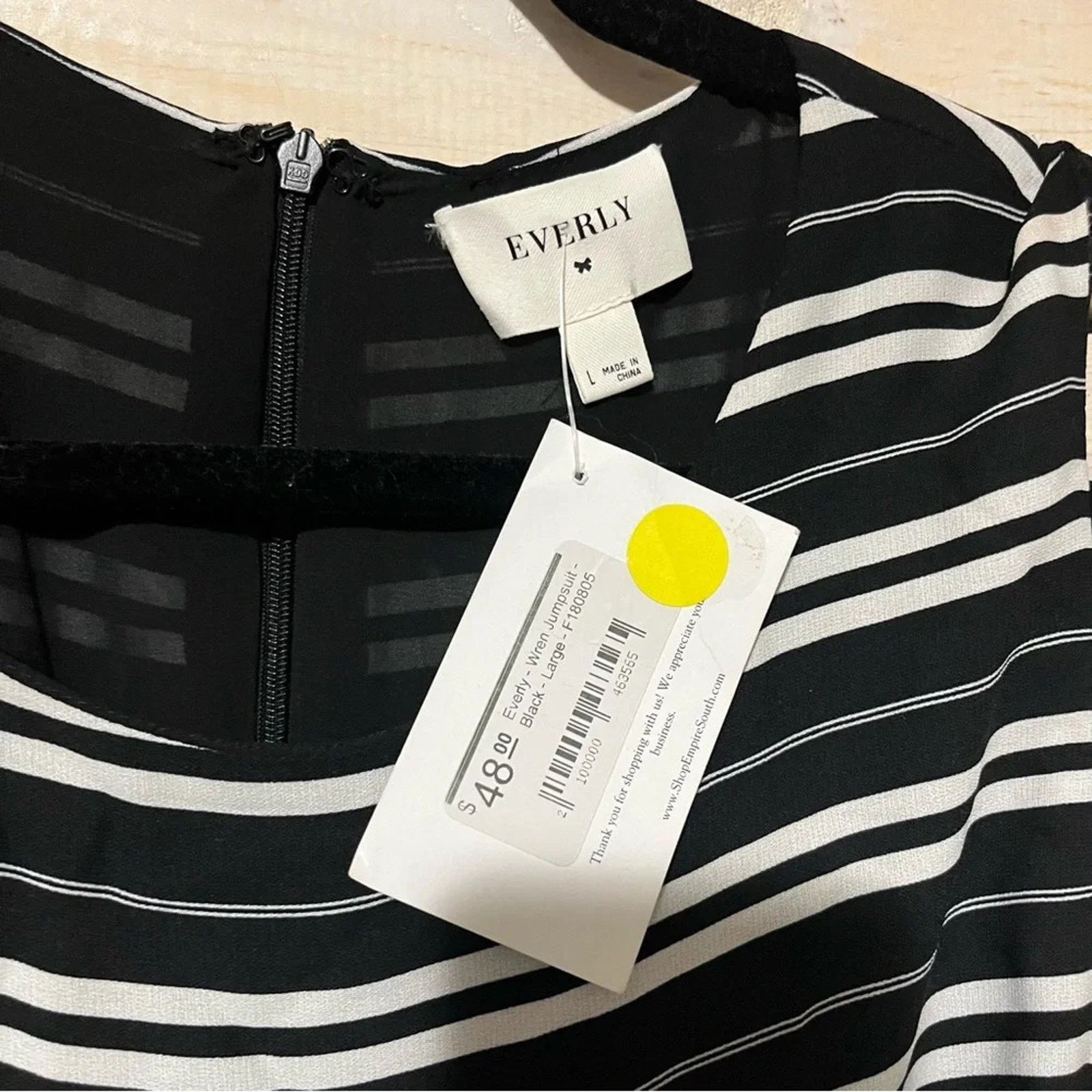 Anthropologie NEW! Everly Black White Striped Sleeveless Wide Leg Jumpsuit Size 30" / US 8 / IT 44 - 4 Thumbnail
