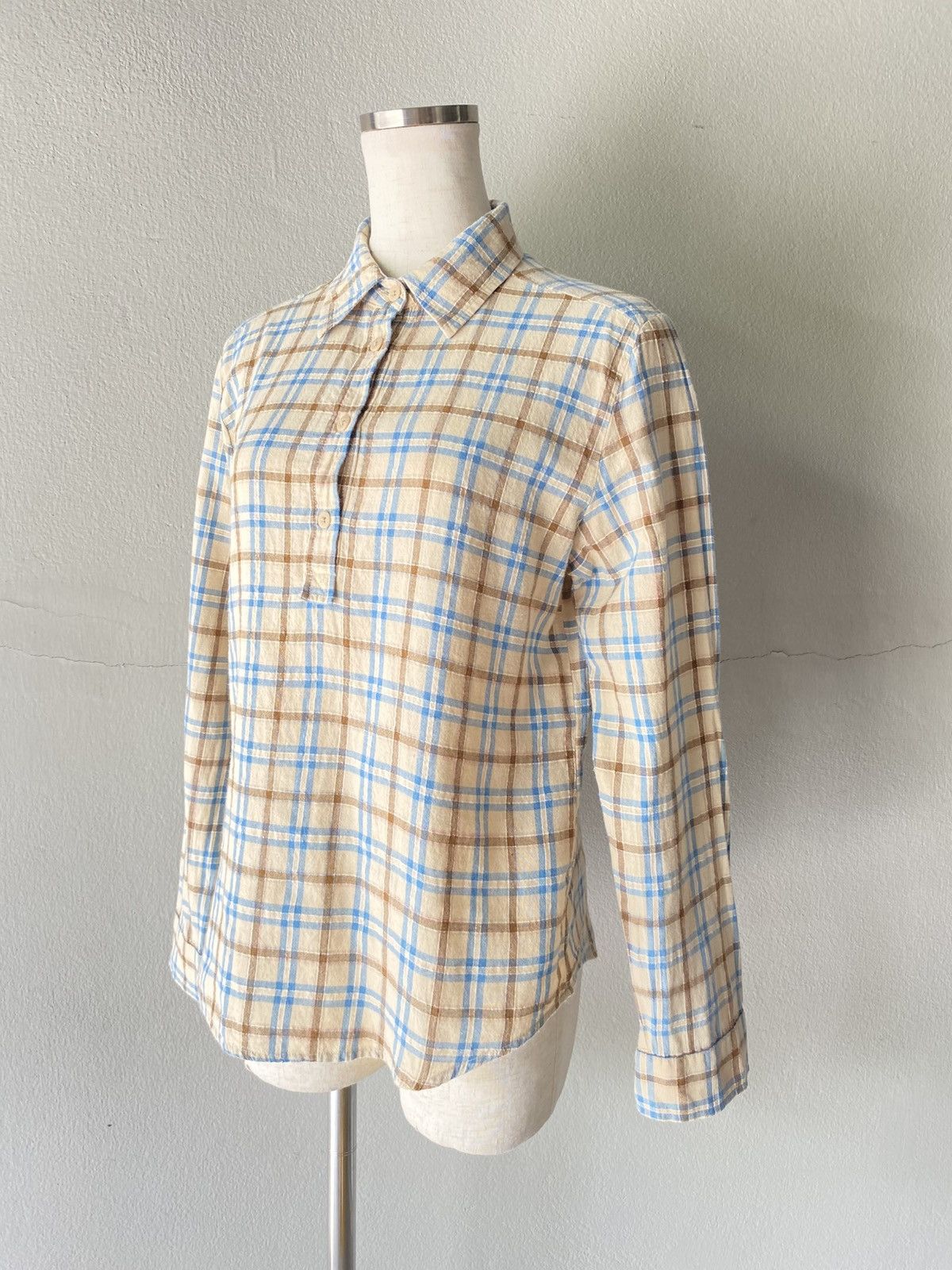 45rpm 45rpm R Beige and Blue Plaid Button-Up Shirt Size S / US 4 / IT 40 - 12 Thumbnail