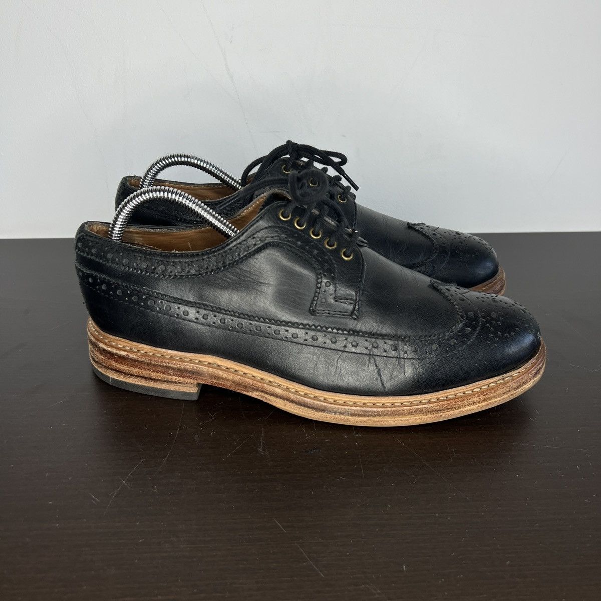 Designer JOHN WHITE BOURTON DERBY BROGUE BLACK CALF LEATHER SHOES Size US 10 / EU 43 - 3 Thumbnail