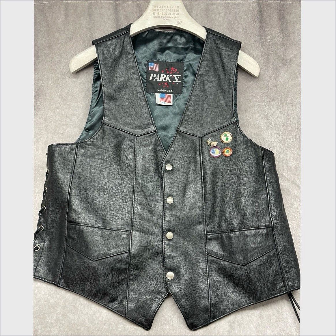 Other Vtg Park V Leather Motorcycle Vest Biker Side Lace USA Made Size US S / EU 44-46 / 1 - 1 Thumbnail