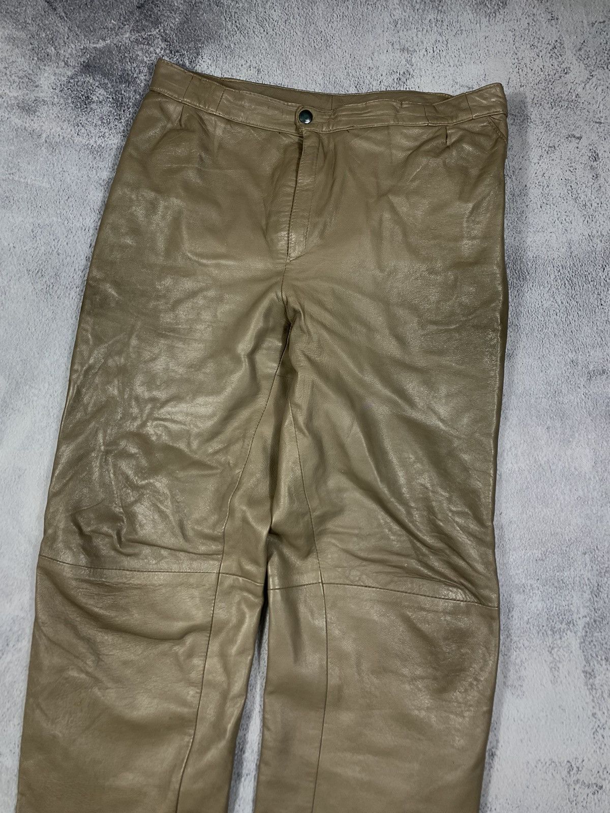 Genuine Leather × Leather × Vintage Vintage Y2K Leather biker unisex pants avant garde opium Size US 32 / EU 48 - 2 Thumbnail
