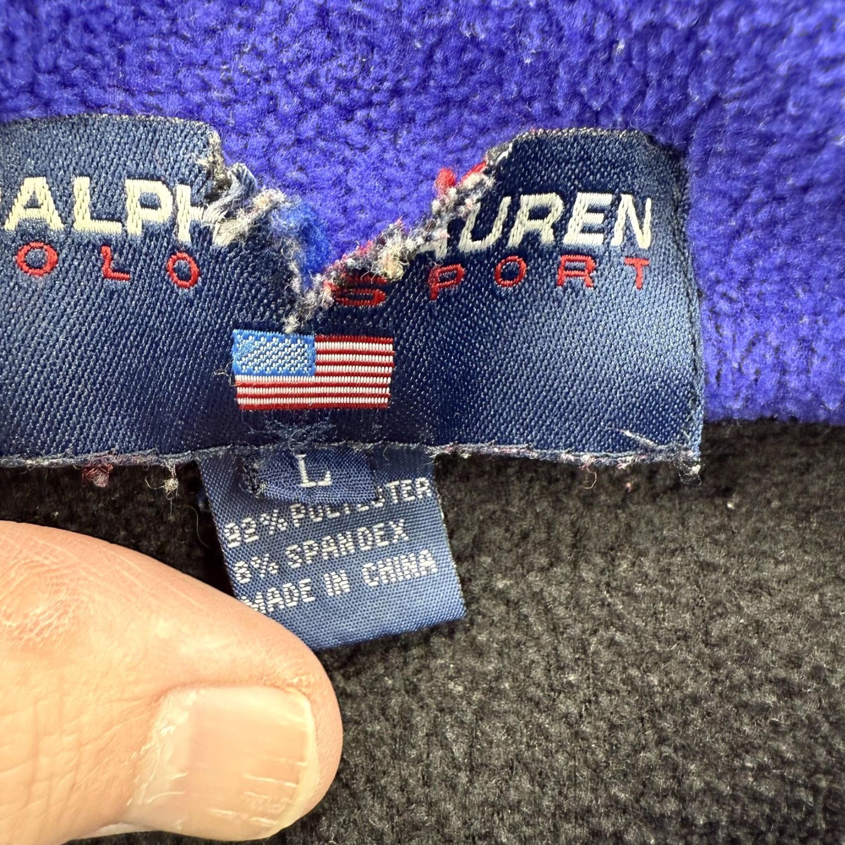 Polo Ralph Lauren Ralph Lauren Polo Sport Pullover Jacket Mens Large Black Blue Fleece 1/4 Zip RL Patch Logo Windbreaker Vintage Size US L / EU 52-54 / 3 - 5 Thumbnail