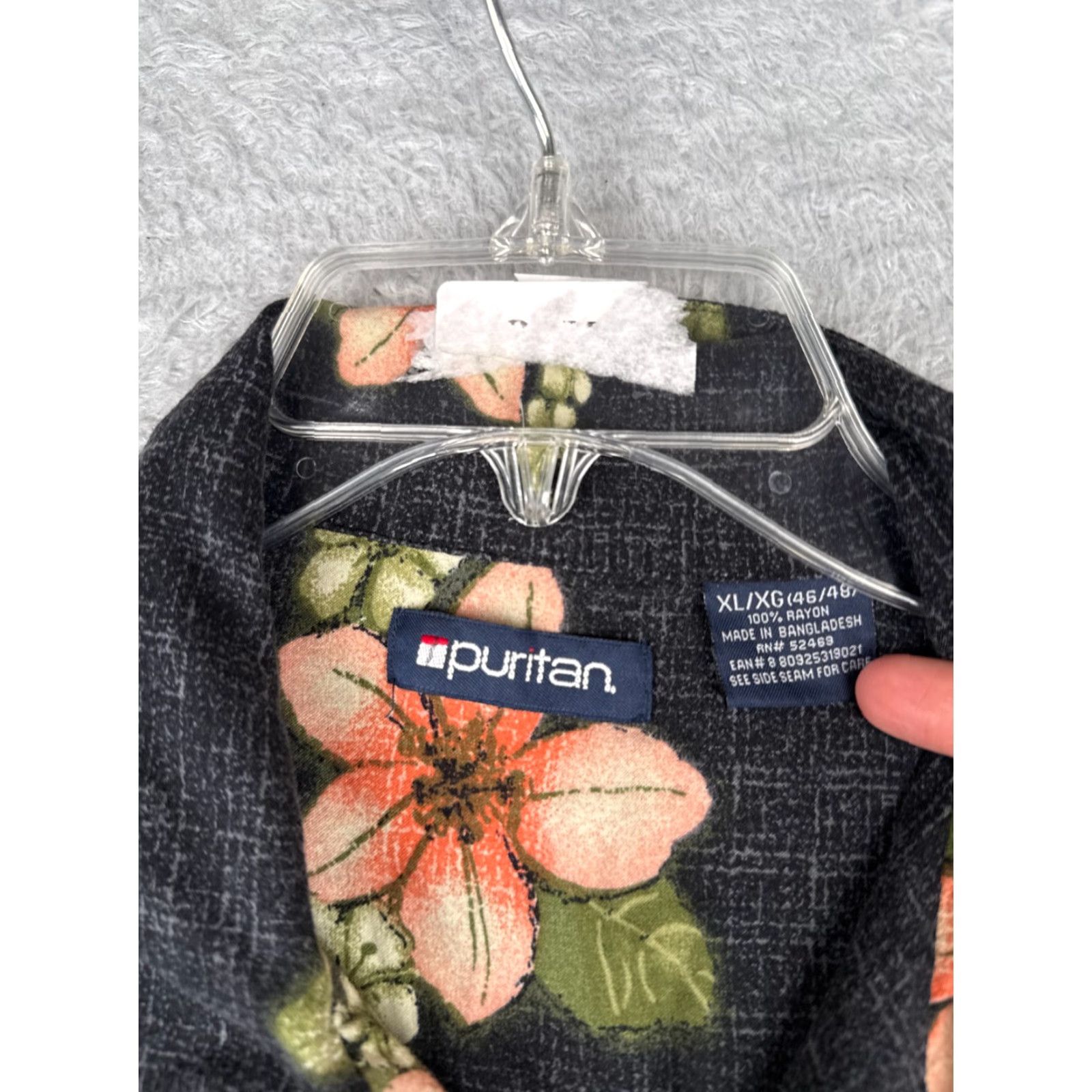 Pinko Puritan Shirt Men 100% Rayon Short Sleeve Button-Up Black Pink Floral Hawaiian XL Mens Size US XL / EU 56 / 4 - 7 Thumbnail