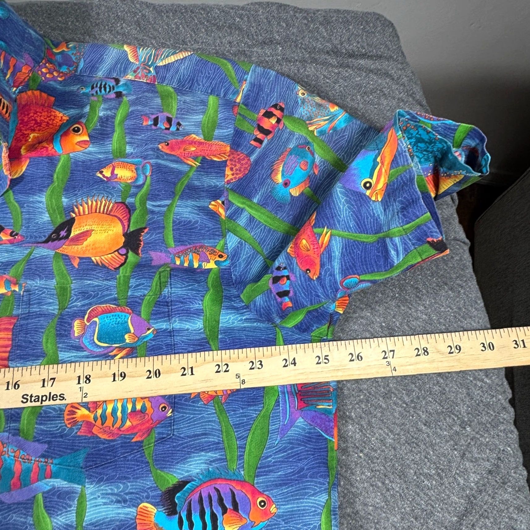 Paradise Found VTG Paradise Found Hawaiian Shirt Men XL Blue Marine Fish Print Aloha Made in USA Short Sleeve Button-Up 3/4 Sleeve? Size US XL / EU 56 / 4 - 4 Thumbnail