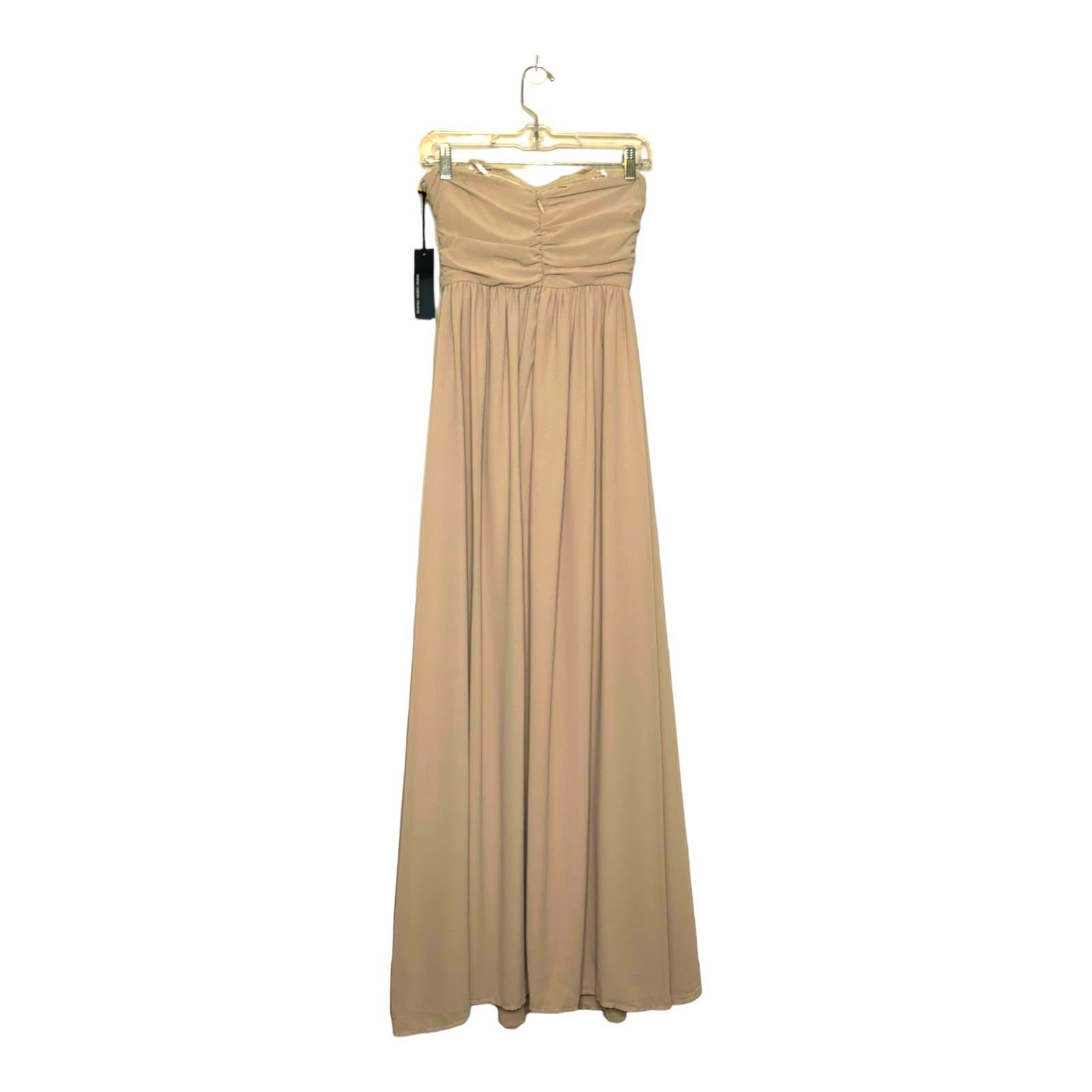 Lululemon Lulu's Moonlight Serenade Beige Strapless Maxi Dress size L Size L / US 10 / IT 46 - 10 Thumbnail