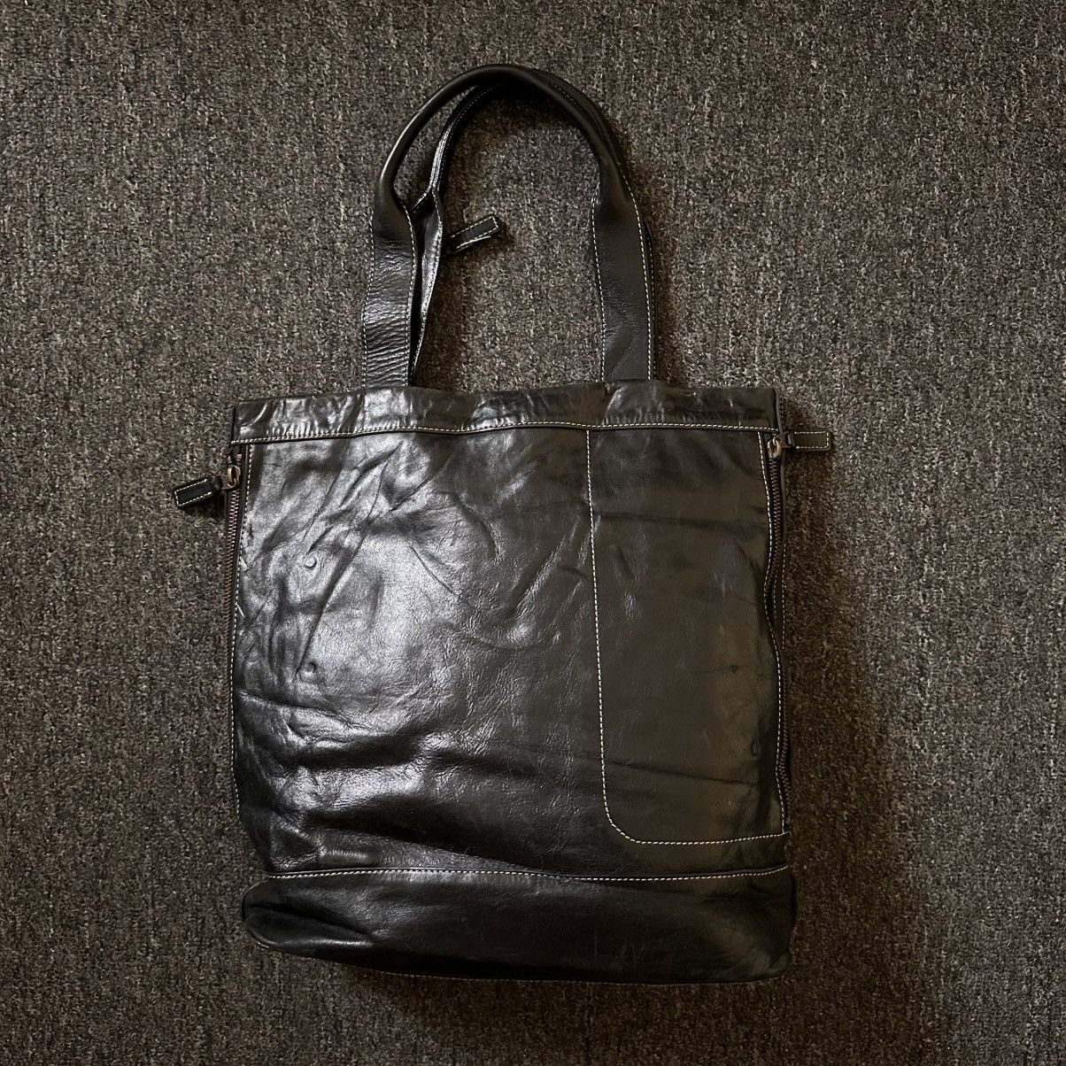Japanese Brand LIN KU JAPAN GENUINE LEATHER TOTE BAG Size ONE SIZE - 4 Thumbnail
