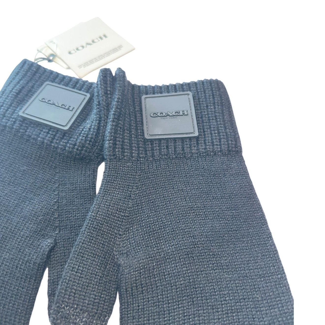 Coach Coach Knit Tech Gloves With Rubber Patch Black S/M Size ONE SIZE - 4 Thumbnail