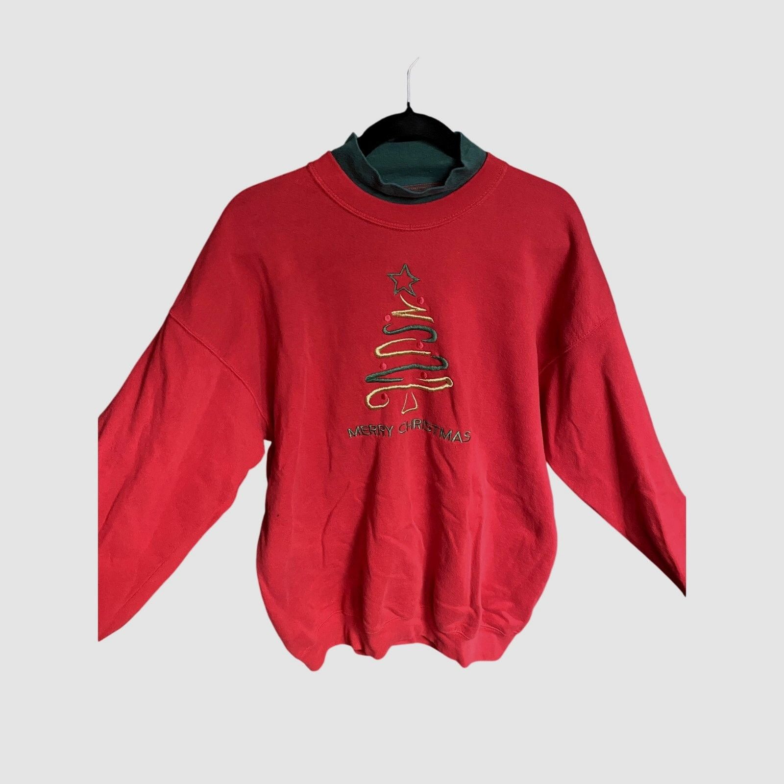 Vintage 1990's Vintage Embroidered Red Christmas Tree Sweater XL Size XL / US 12-14 / IT 48-50 - 1 Thumbnail
