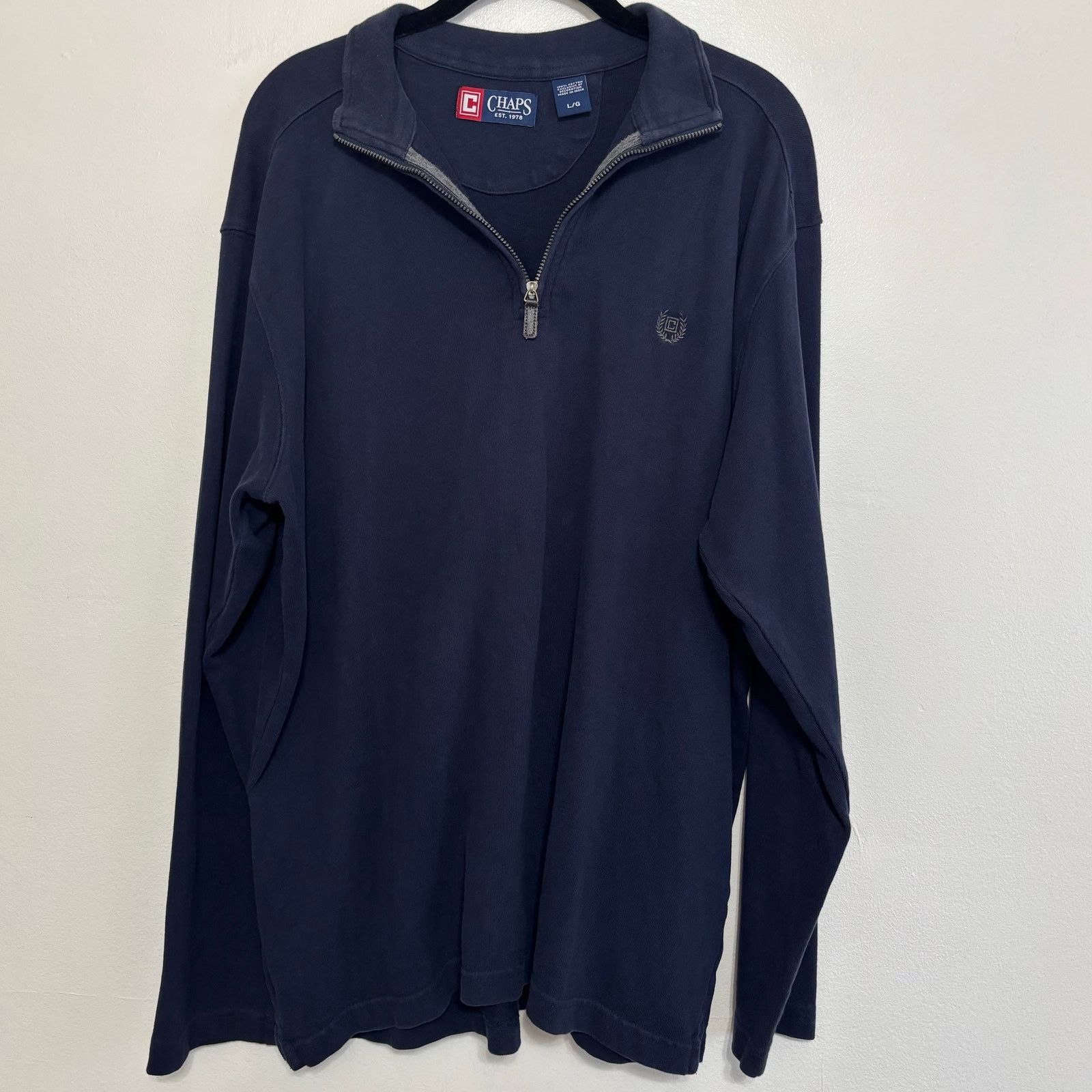 Chaps Chaps Navy Quarter Zip Pullover Mock Neck Size Large Size US L / EU 52-54 / 3 - 1 Thumbnail