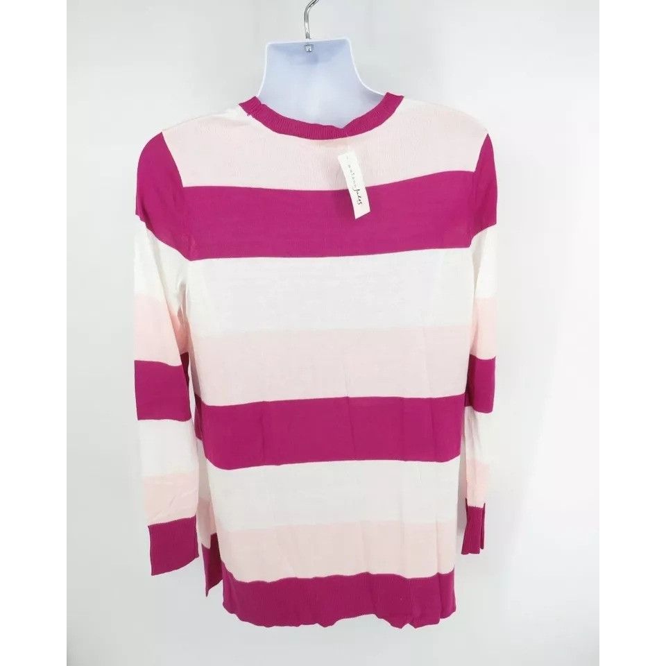 Other Maison Jules Women's Large Striped Sweater Pink & White NWT Size L / US 10 / IT 46 - 4 Thumbnail