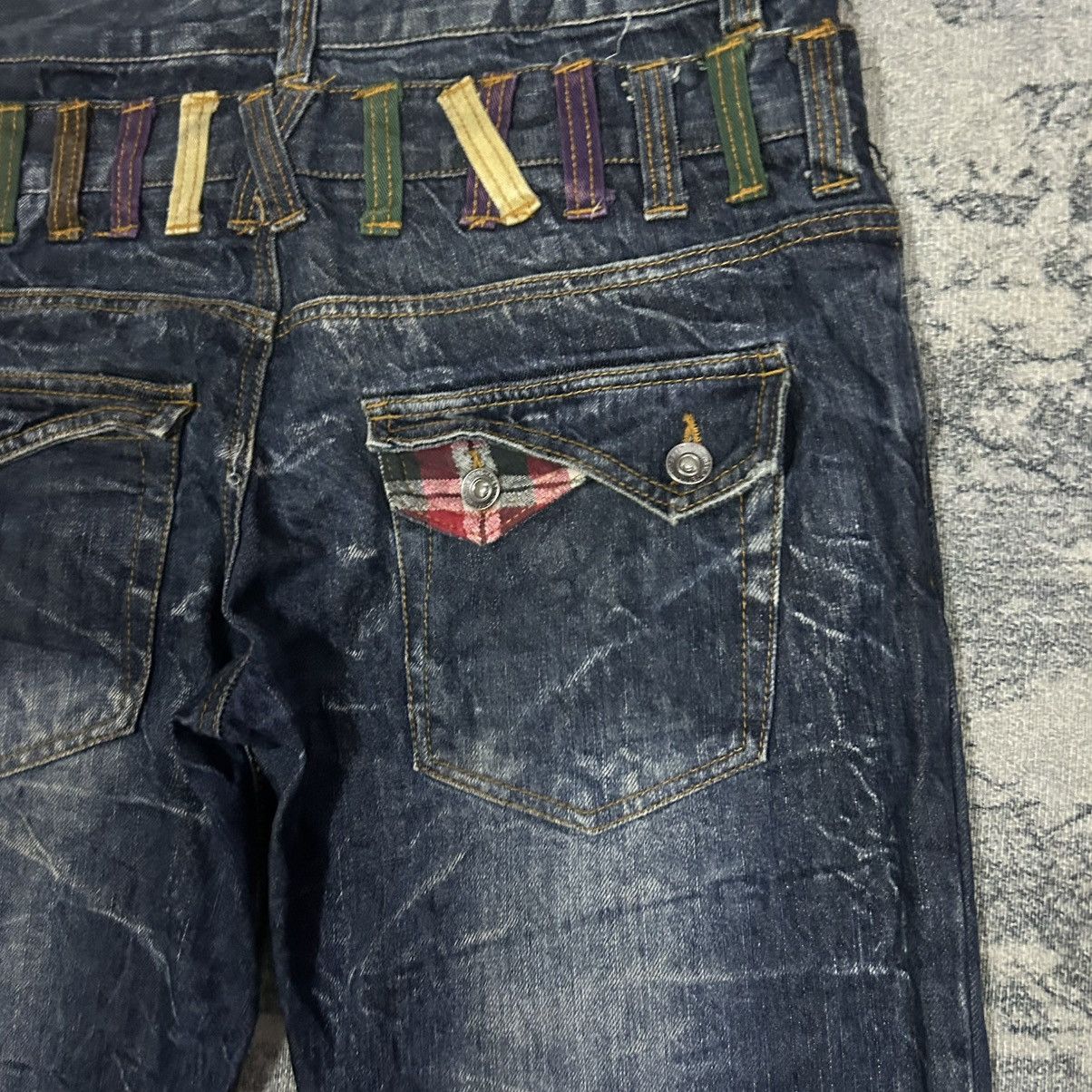 If Six Was Nine × Japanese Brand × KMRii Vintage Japanese Lightning Double Waist Denim Jeans Size US 34 / EU 50 - 10 Thumbnail