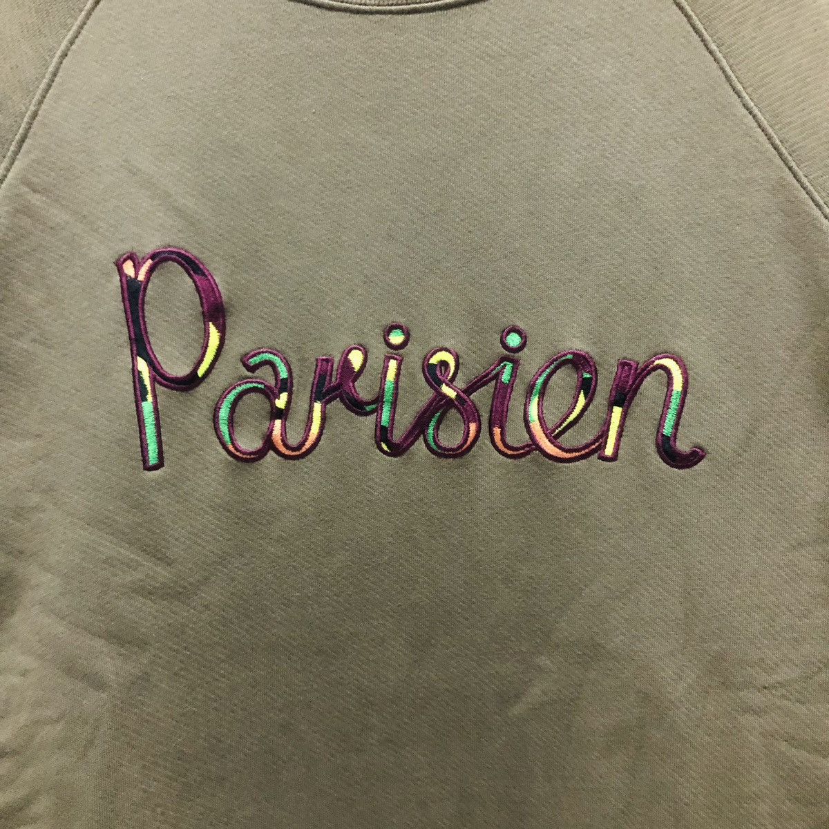 Maison Kitsune Maison Kitsune Parisien Sweatshirt Big Logo Khaki Size US XL / EU 56 / 4 - 2 Thumbnail