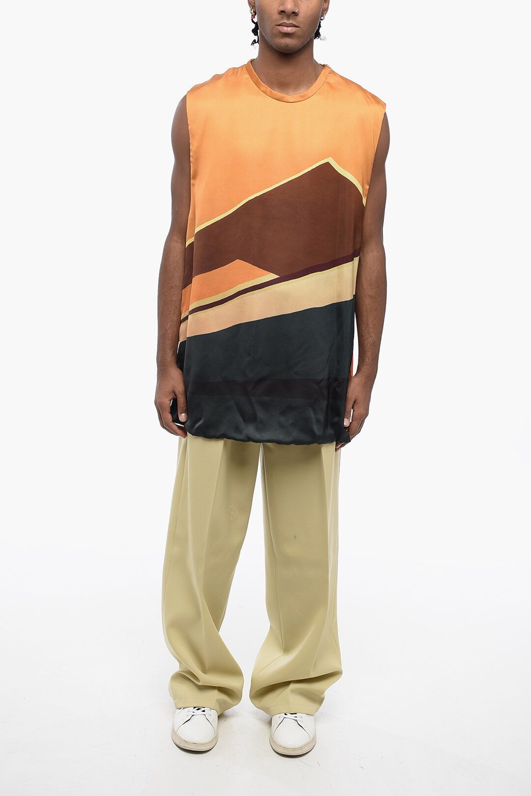 Jil Sander og1mm0625 Printed Viscose Tank Top in Multicolor Size US M / EU 48-50 / 2 - 4 Thumbnail