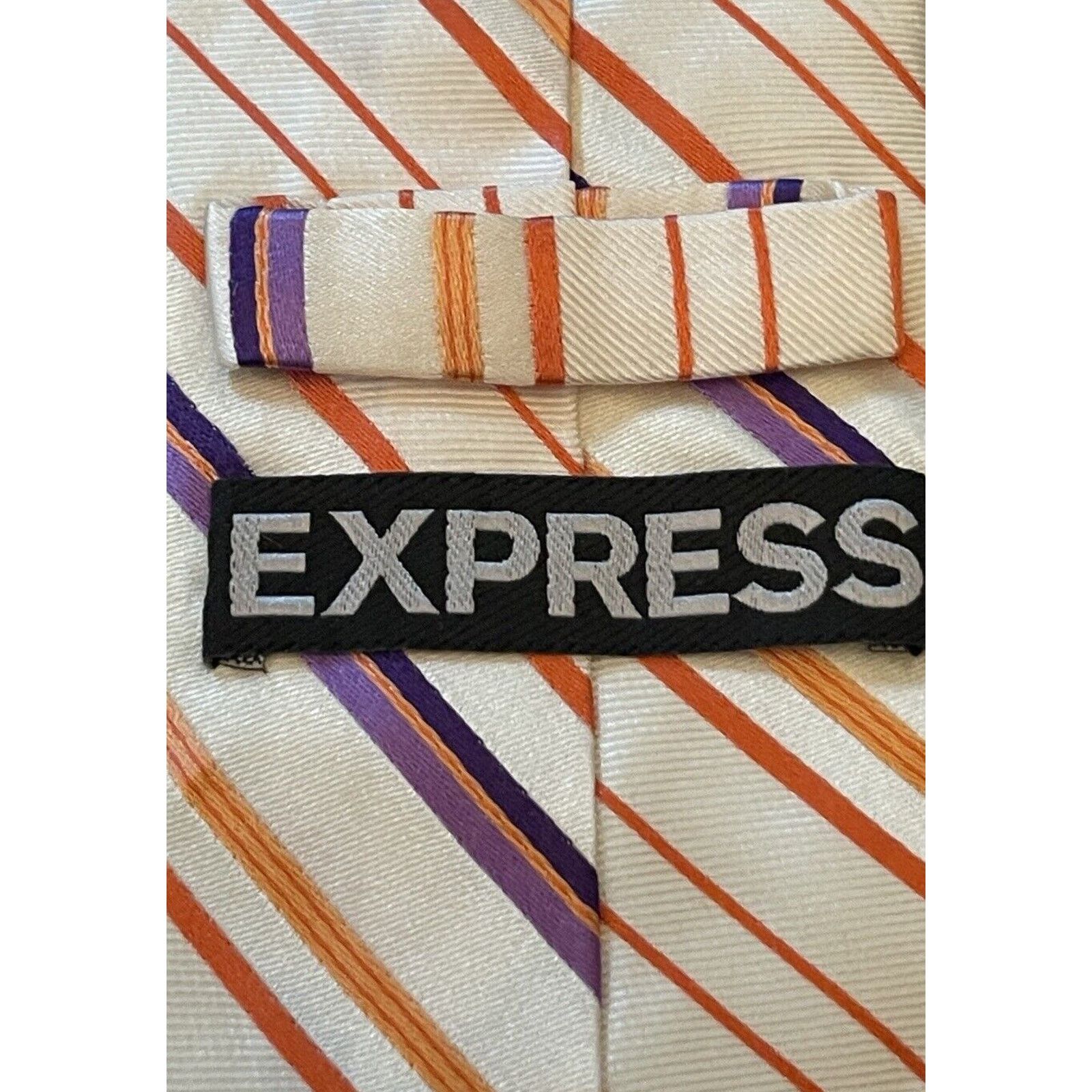 Express Express Orange Purple 100% Silk Men’s Neck Tie Made In China Size ONE SIZE - 9 Thumbnail