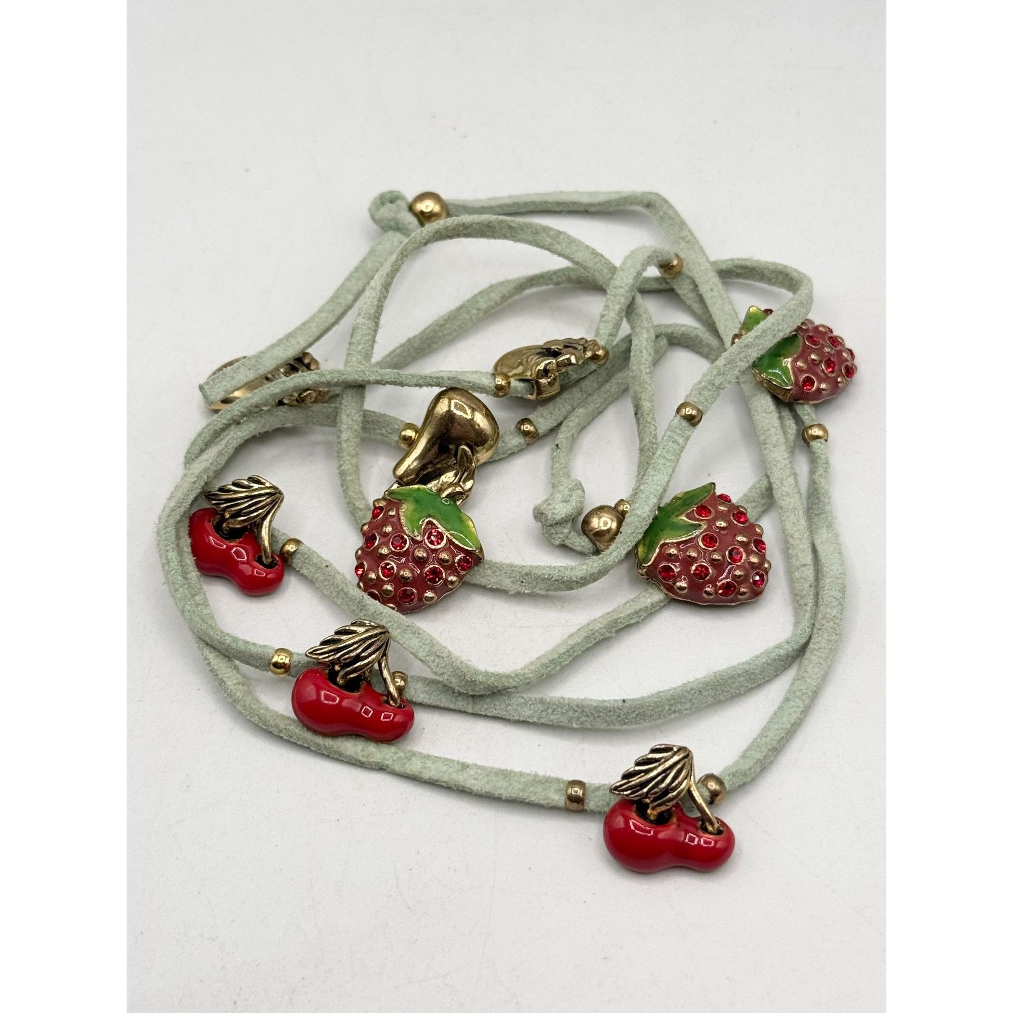 Other Green suede enamel rhinestone fruit strawberry cherry charm Size ONE SIZE - 3 Thumbnail