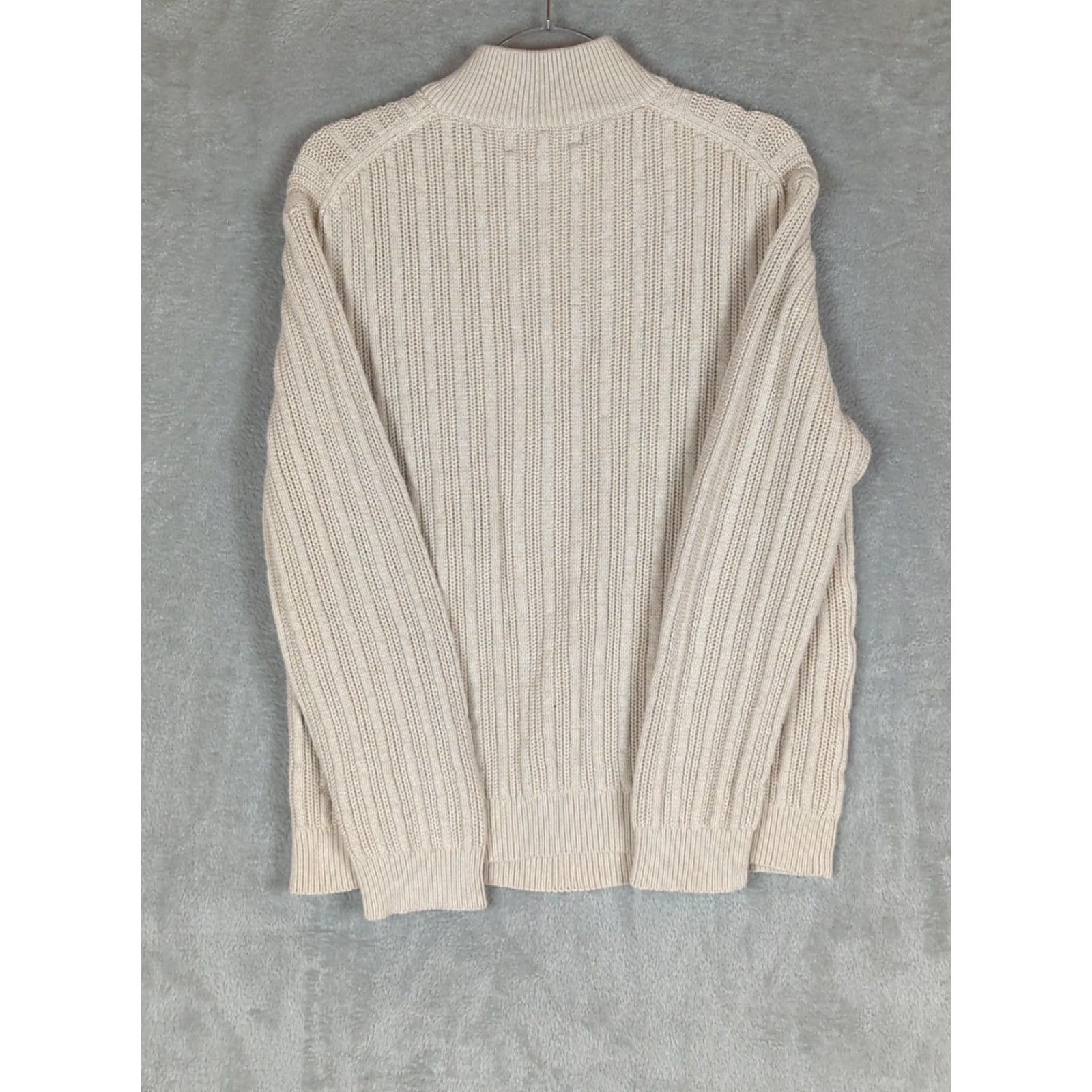 Tasso Elba Tasso Elba Sweater Mens XL Ivory Pullover Cable-Knit 1/4 Zip Mock Neck Long Sleeve Knit Cotton Size US XL / EU 56 / 4 - 8 Thumbnail