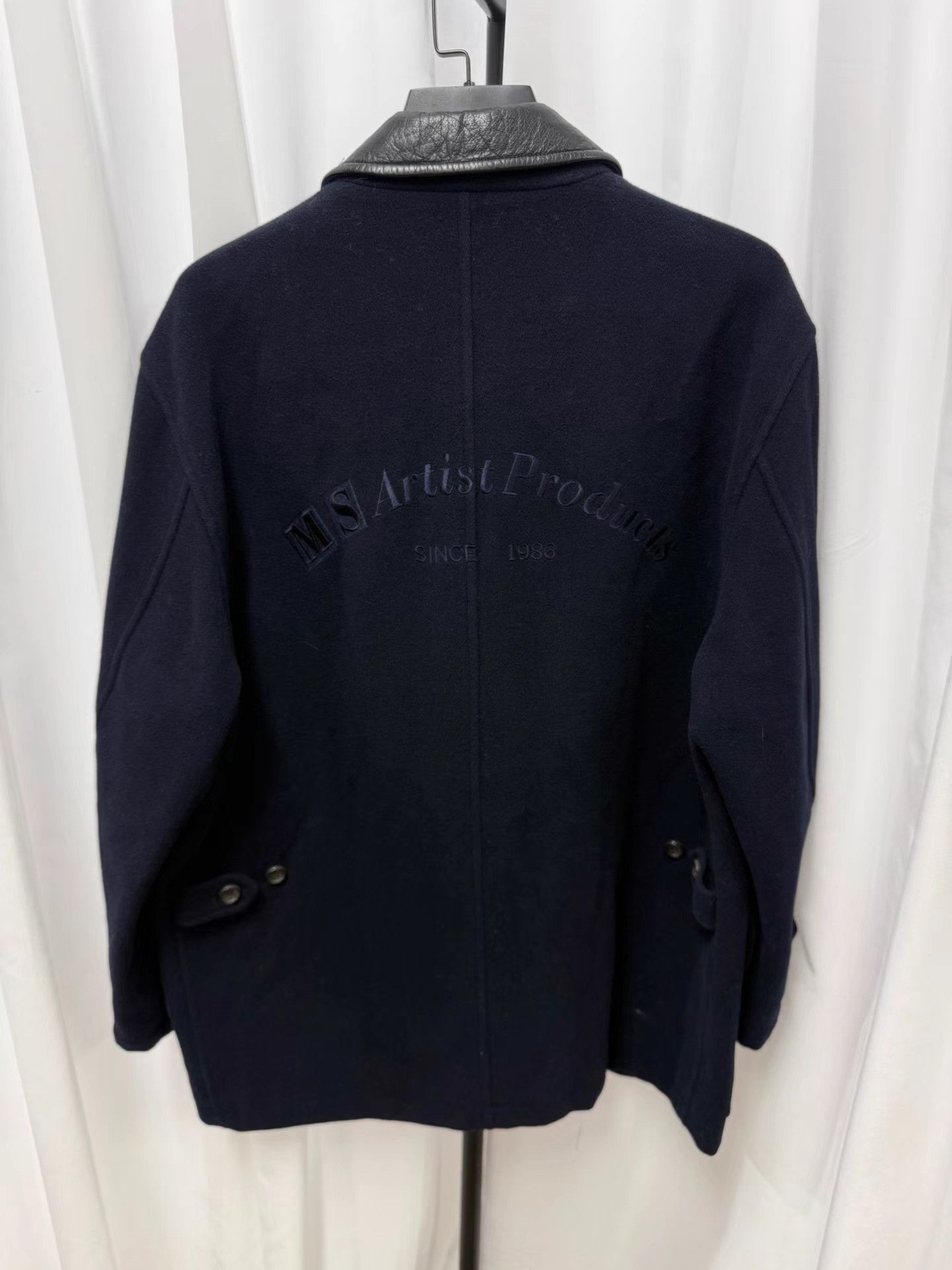 Comme des Garcons Homme CDG Homme 1991AW Leather Collar Wool Coat K20 Size US M / EU 48-50 / 2 - 6 Thumbnail