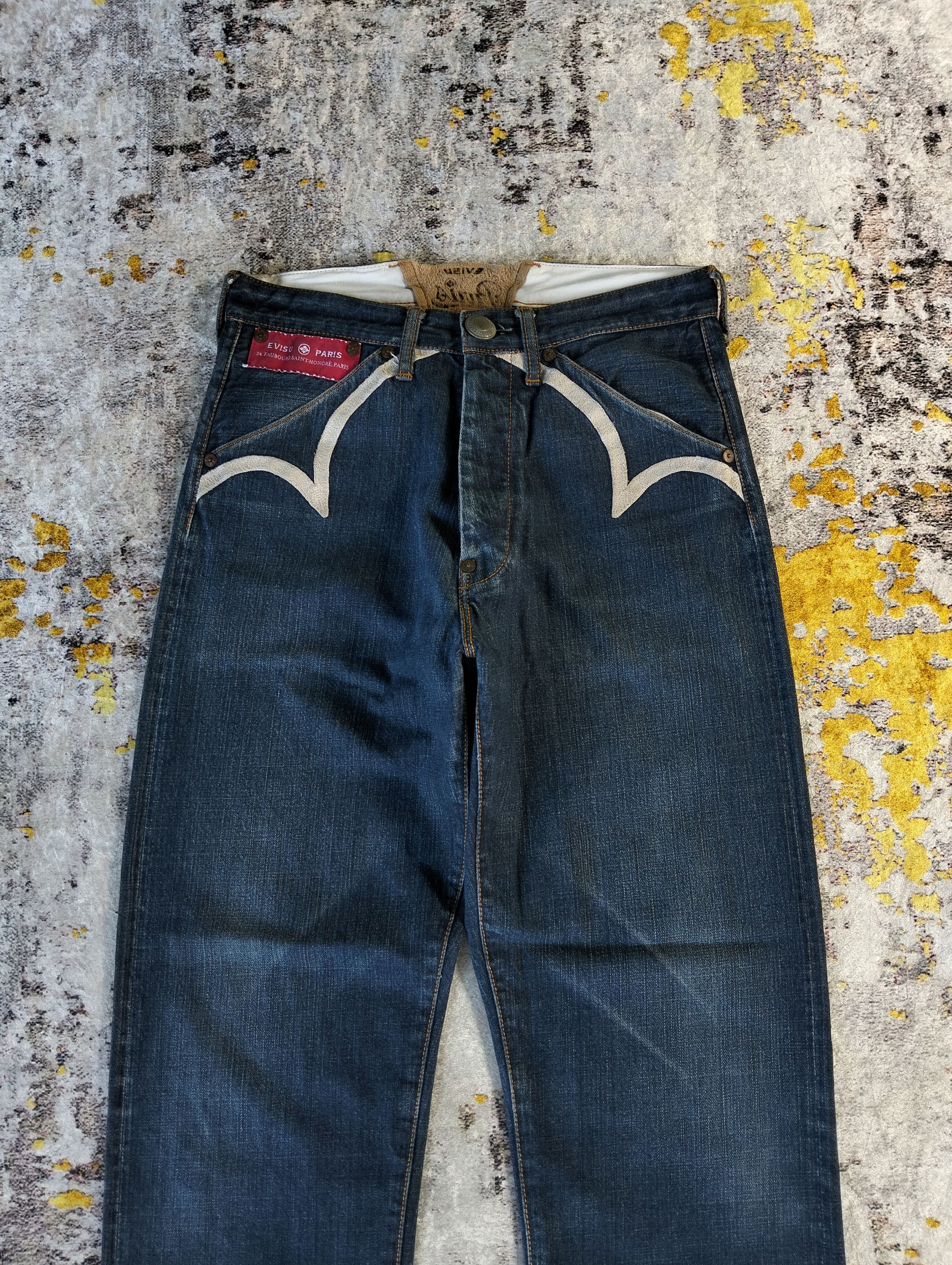 Evisu Evisu Paris Button Fly Red Line Selvedge Buckle Back Denim Size US 31 - 9 Thumbnail