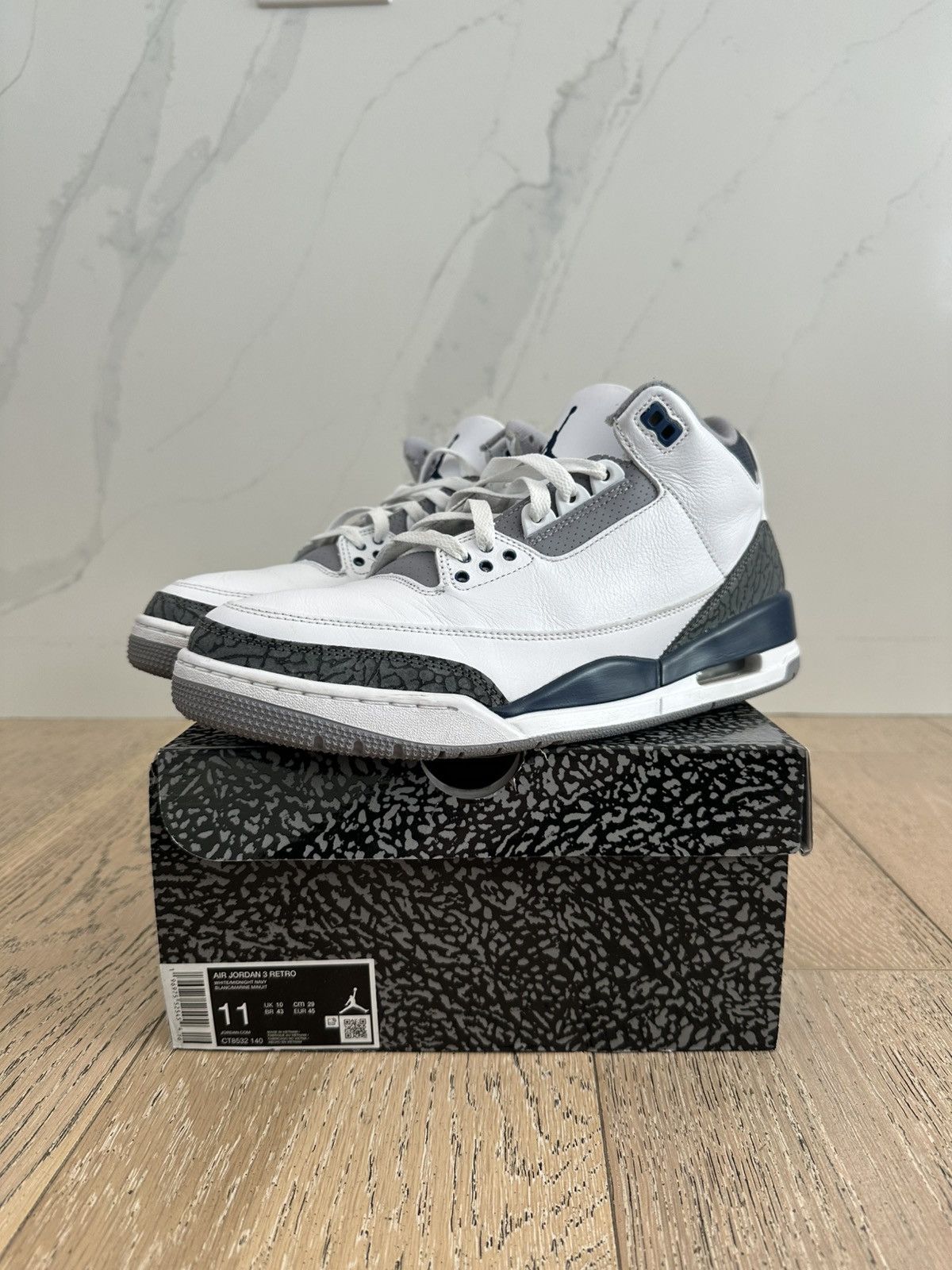 Jordan Brand Jordan 3 Retro Midnight Navy Size US 10 / EU 43 - 1 Thumbnail