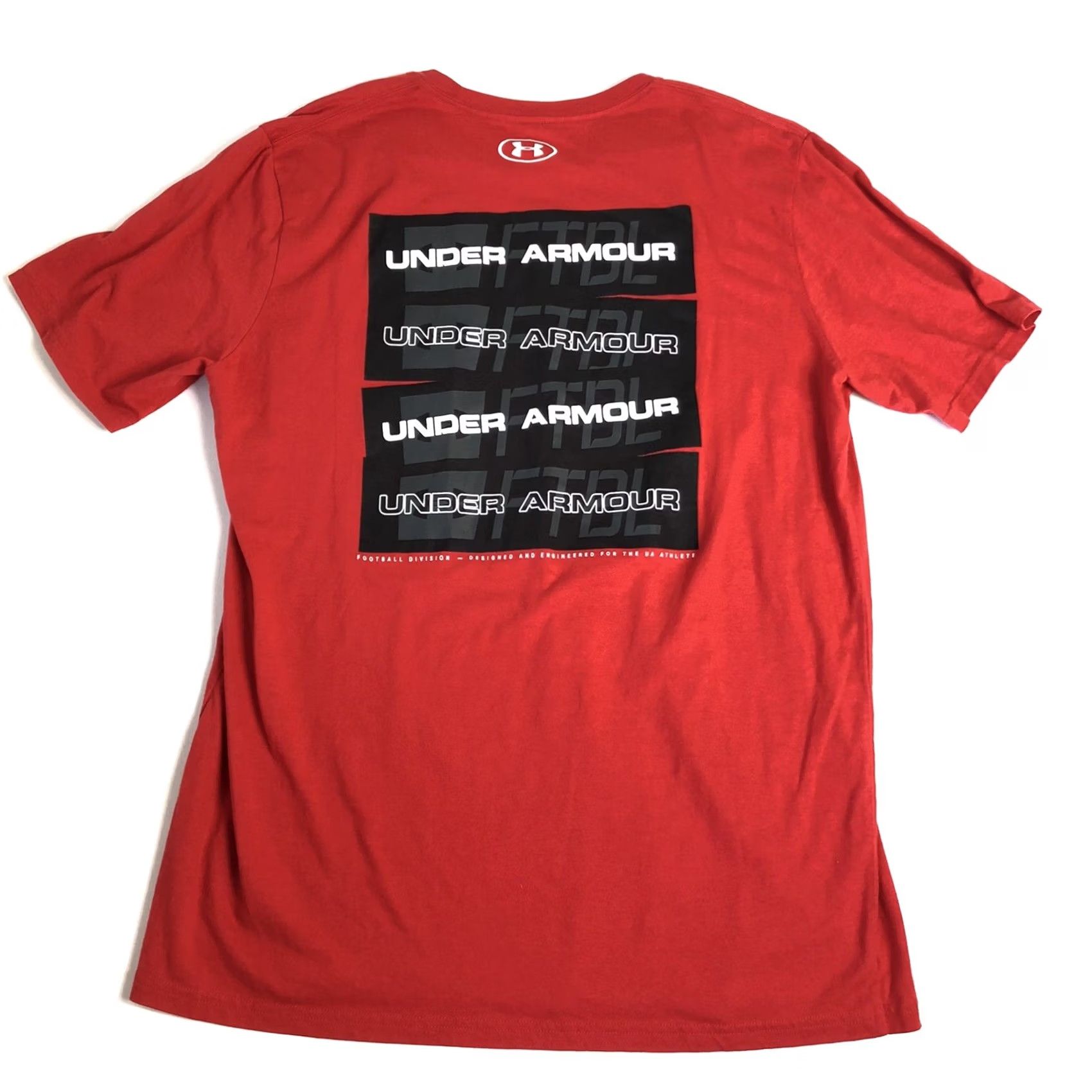 Under Armour Under Armour FTBL Red Graphic Print T-Shirt Mens XL C102 Size XL Red Graphic Print Logo Short Sleeve Round Neck Size US XL / EU 56 / 4 - 2 Thumbnail