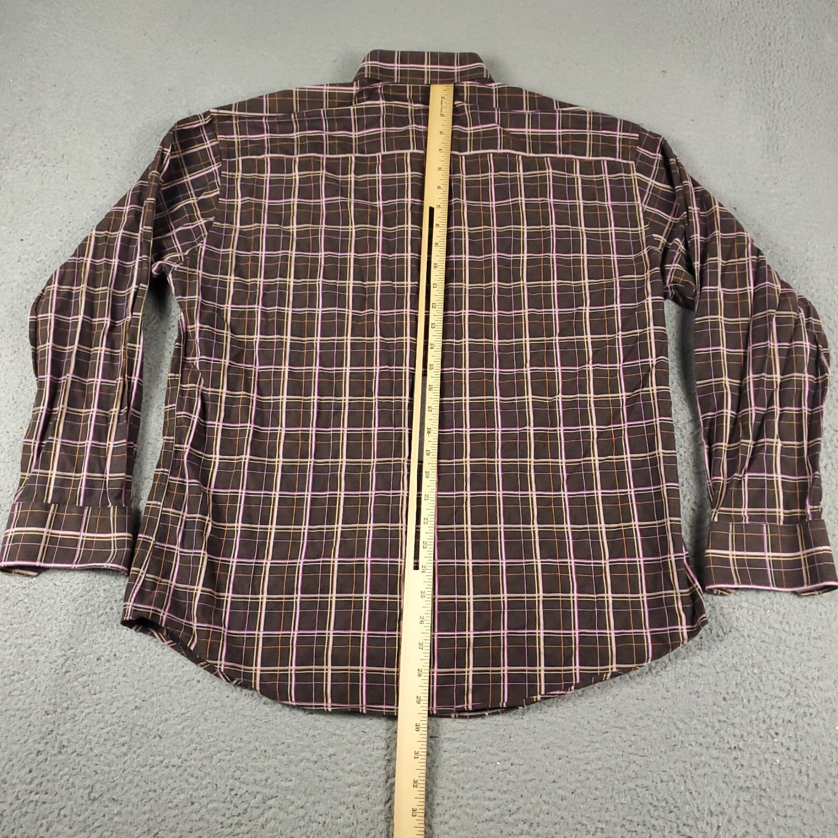 BUGATCHI Bugatchi Uomo Shirt Mens Large Brown Plaid Button-Up Long Sleeve Casual Size US L / EU 52-54 / 3 - 3 Thumbnail