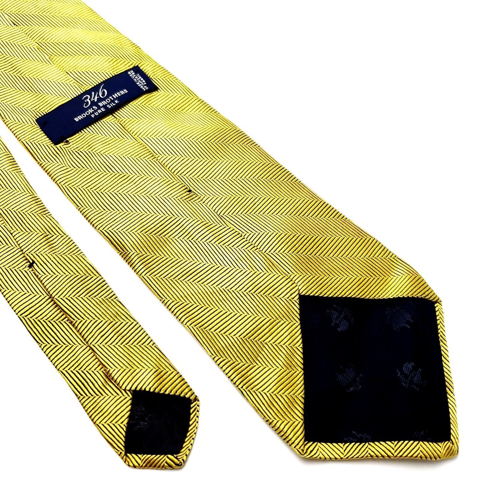 Brooks Brothers Brooks Brothers 346 Silk Tie Woven Yellow Herringbone Size ONE SIZE - 4 Thumbnail
