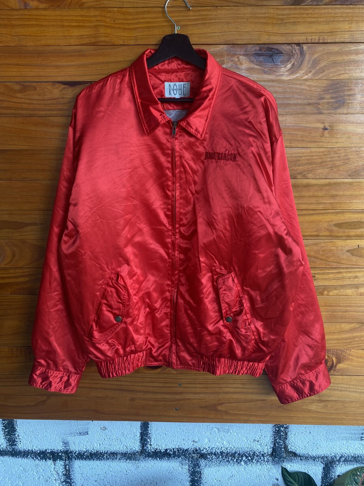 Vintage Vintage ROUE Garcon Red Satin Jacket – Motorsport Style Size US XL / EU 56 / 4 - 3 Thumbnail
