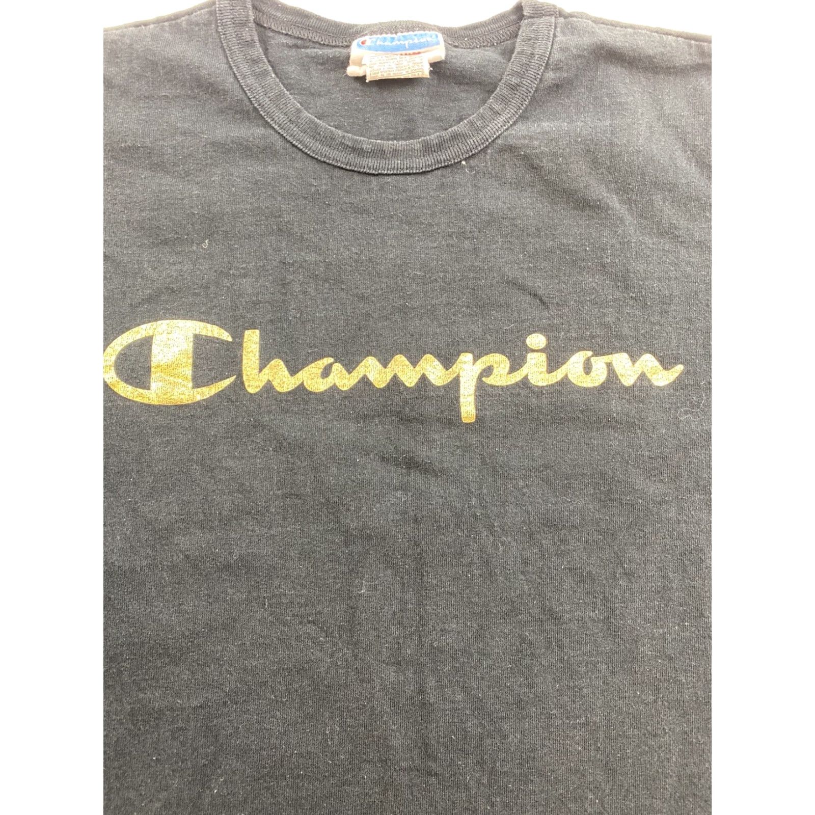 Champion VINTAGE Champion T Shirt Mens Medium Black Gold Metallic Logo Size US M / EU 48-50 / 2 - 5 Thumbnail