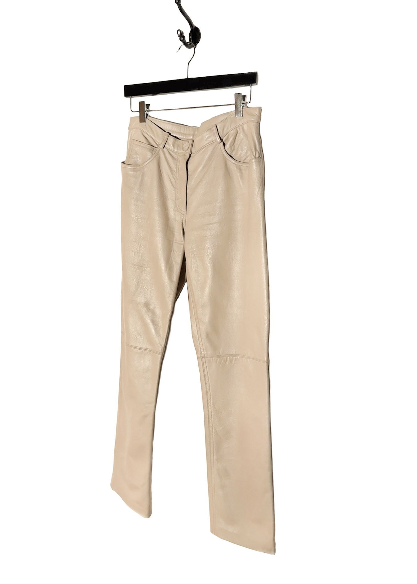 Marc Jacobs Marc Jacobs Vintage Stitch Pockets Beige Leather Trousers Size 28" / US 6 / IT 42 - 2 Thumbnail